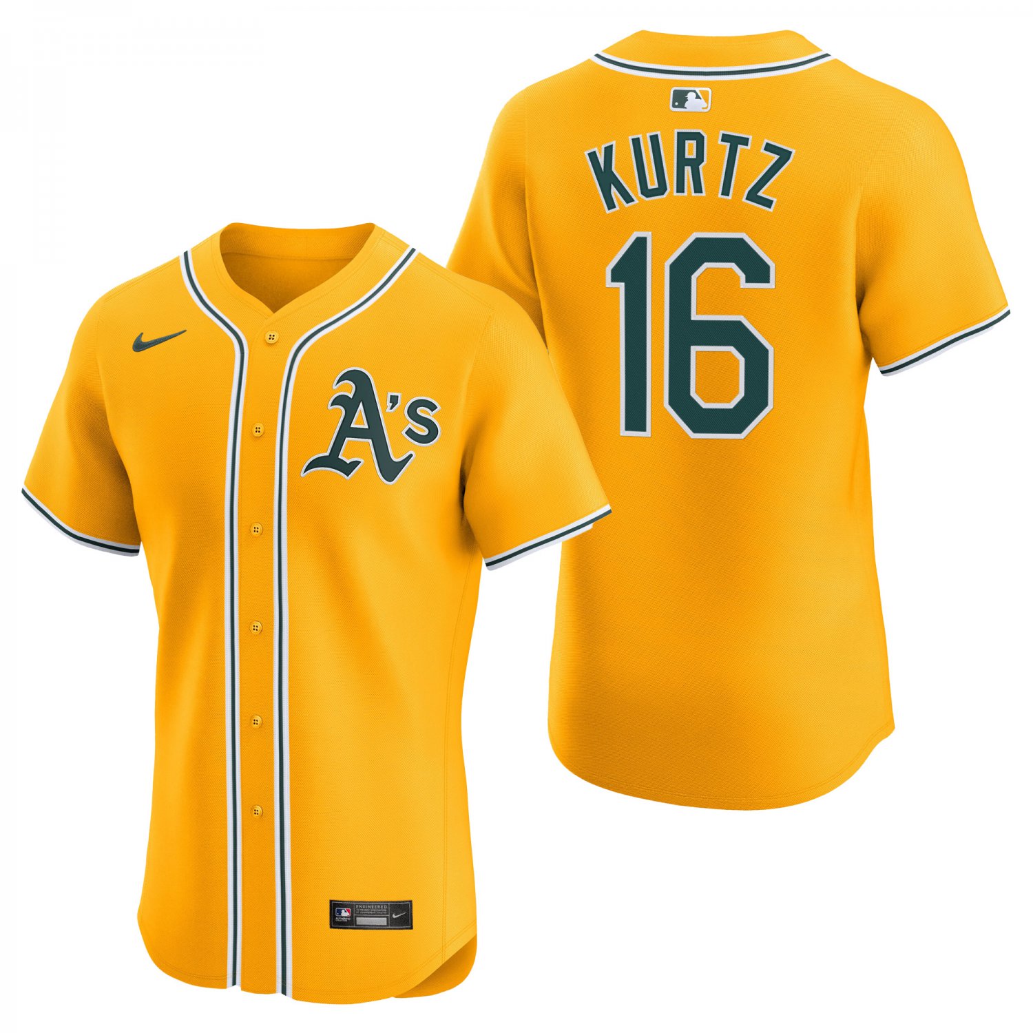 Athletics #16 Nick Kurtz Gold Men's & Youth Stitched Jersey