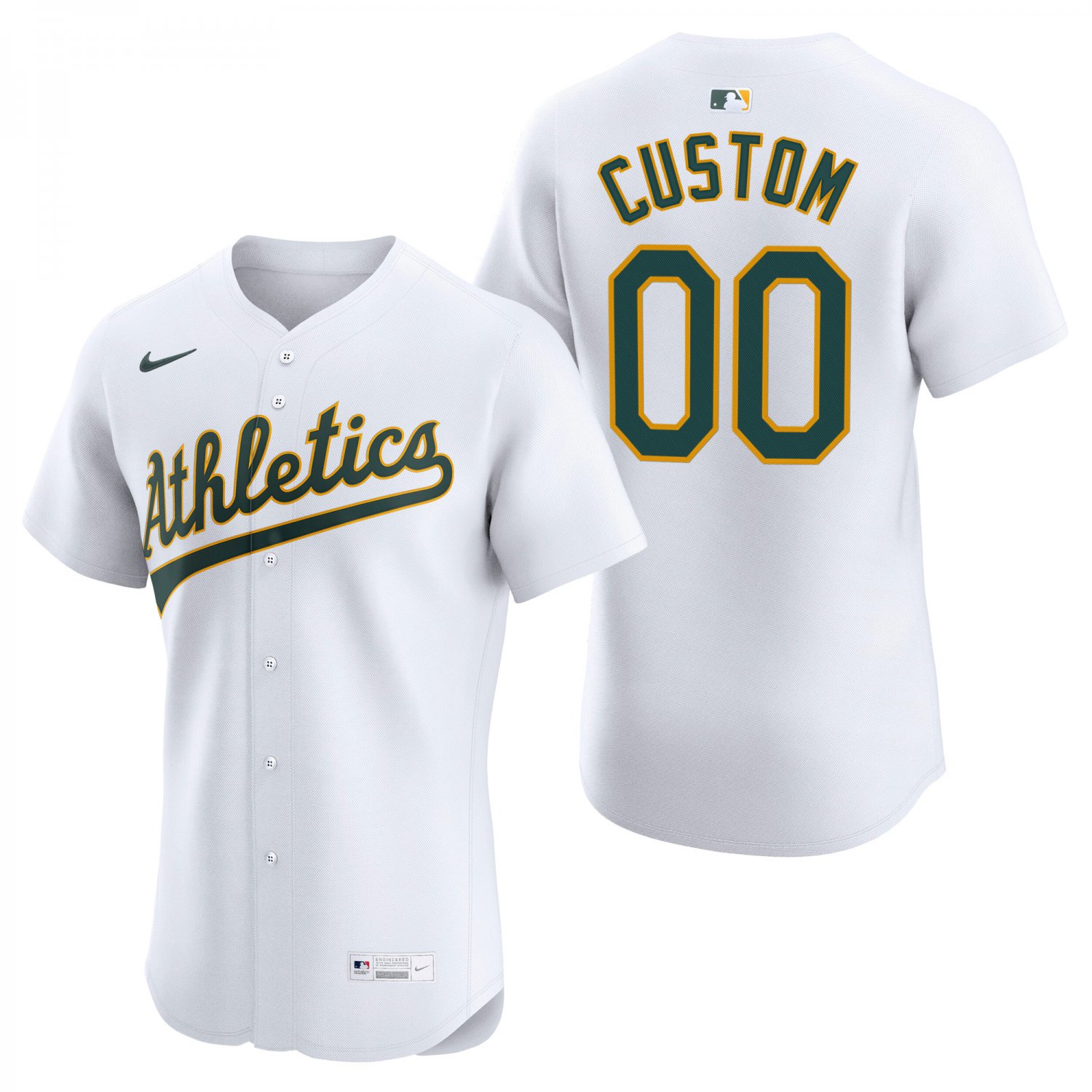 Athletics #00 Custom Name And Number White Men's & Youth Stitched Jersey