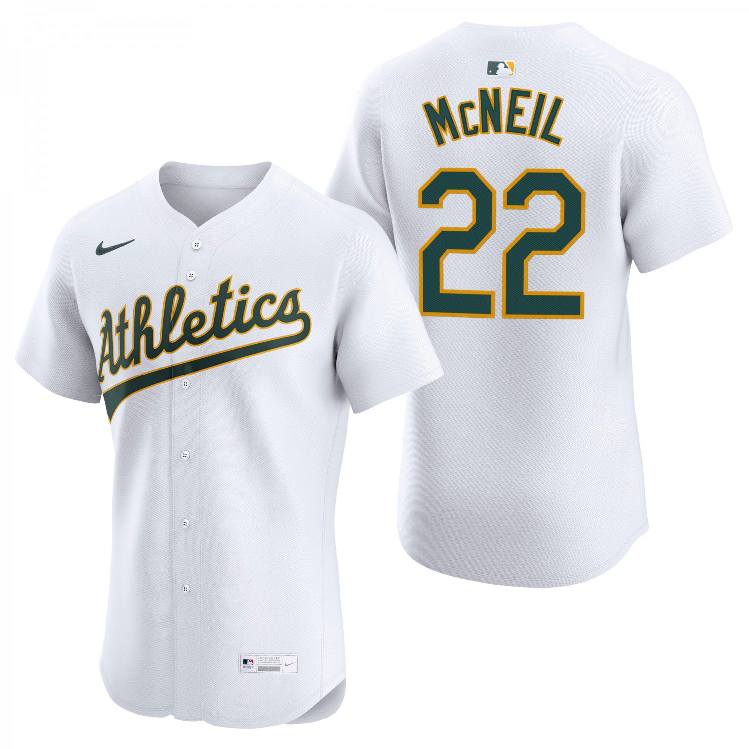 Athletics #22 Jeff McNeil White Men's & Youth Stitched Jersey