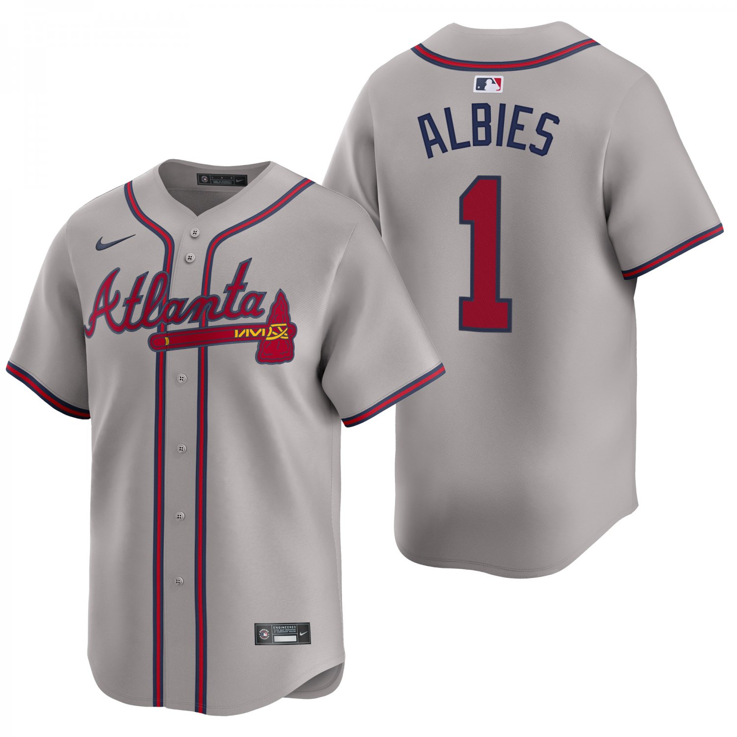 Atlanta Braves #1 Ozzie Albies Gray Men's & Youth Stitched Jersey