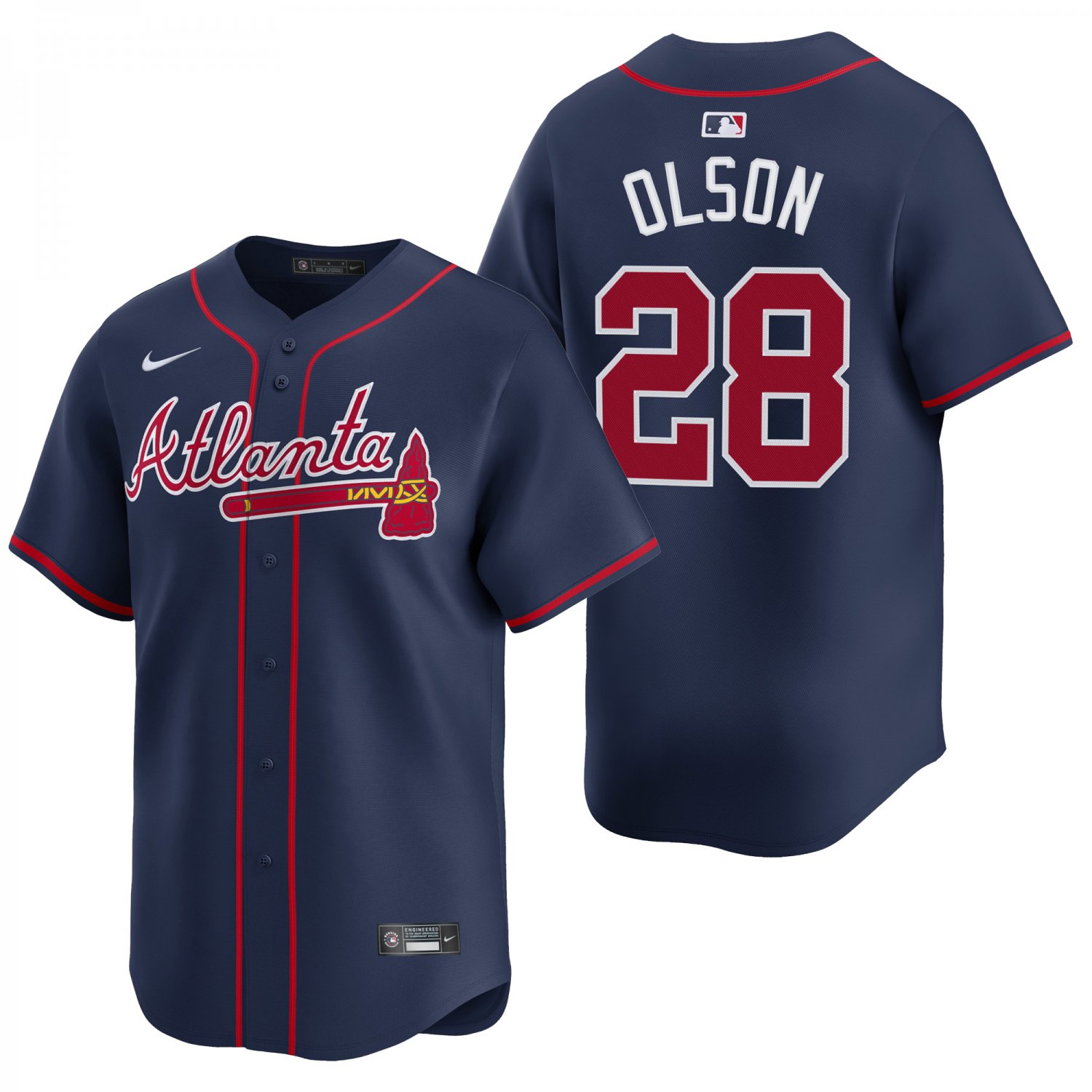 Atlanta Braves #28 Matt Olson Navy Men's & Youth Stitched Jersey