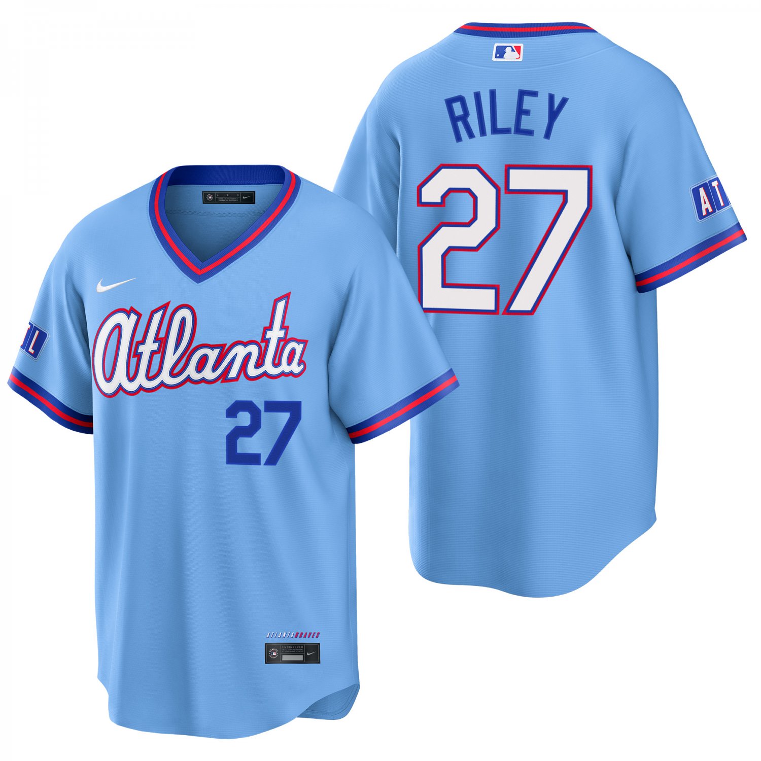 Atlanta Braves #27 Austin Riley Powder Blue Men's & Youth Stitched Jersey