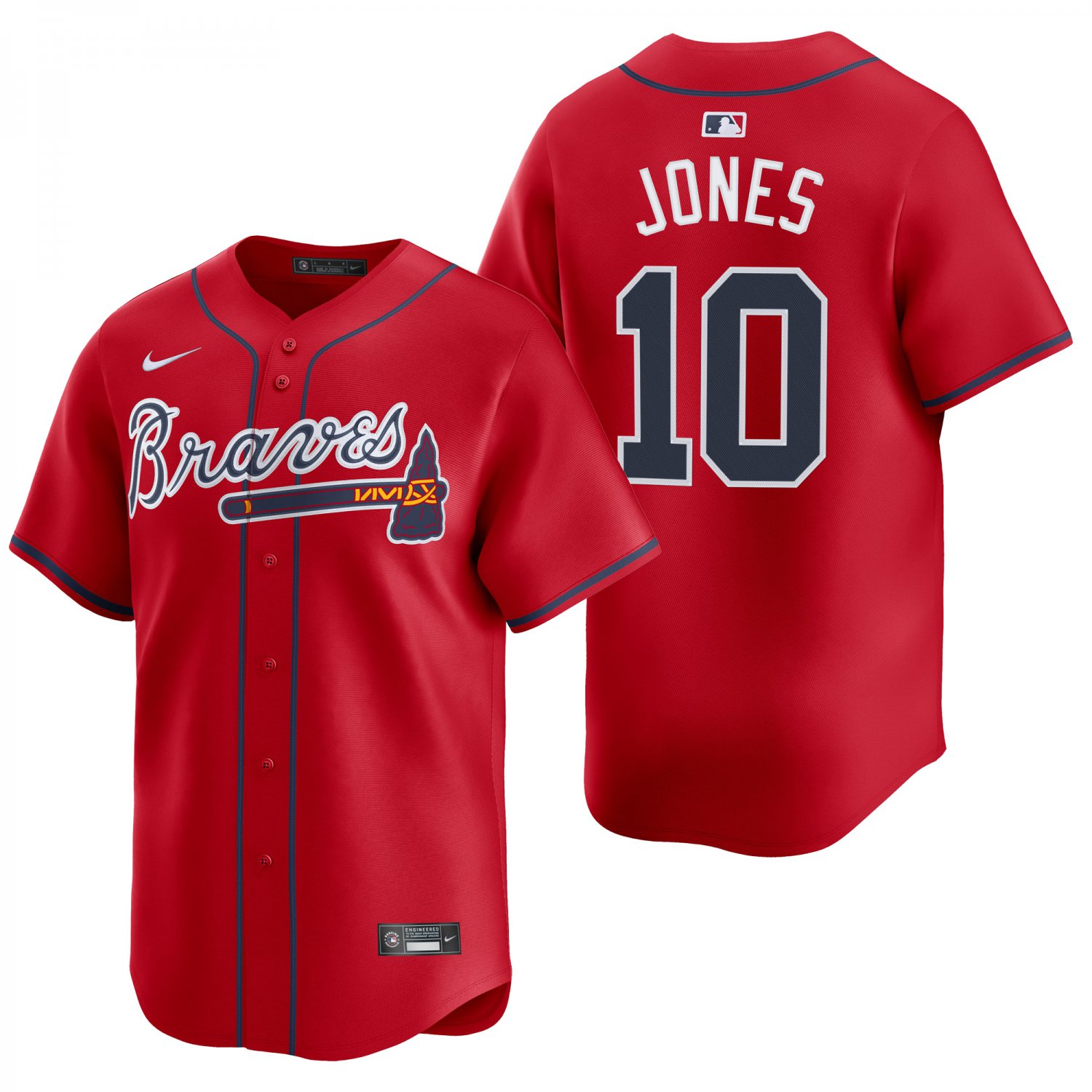 Atlanta Braves #10 Chipper Jones Red Men's & Youth Stitched Jersey