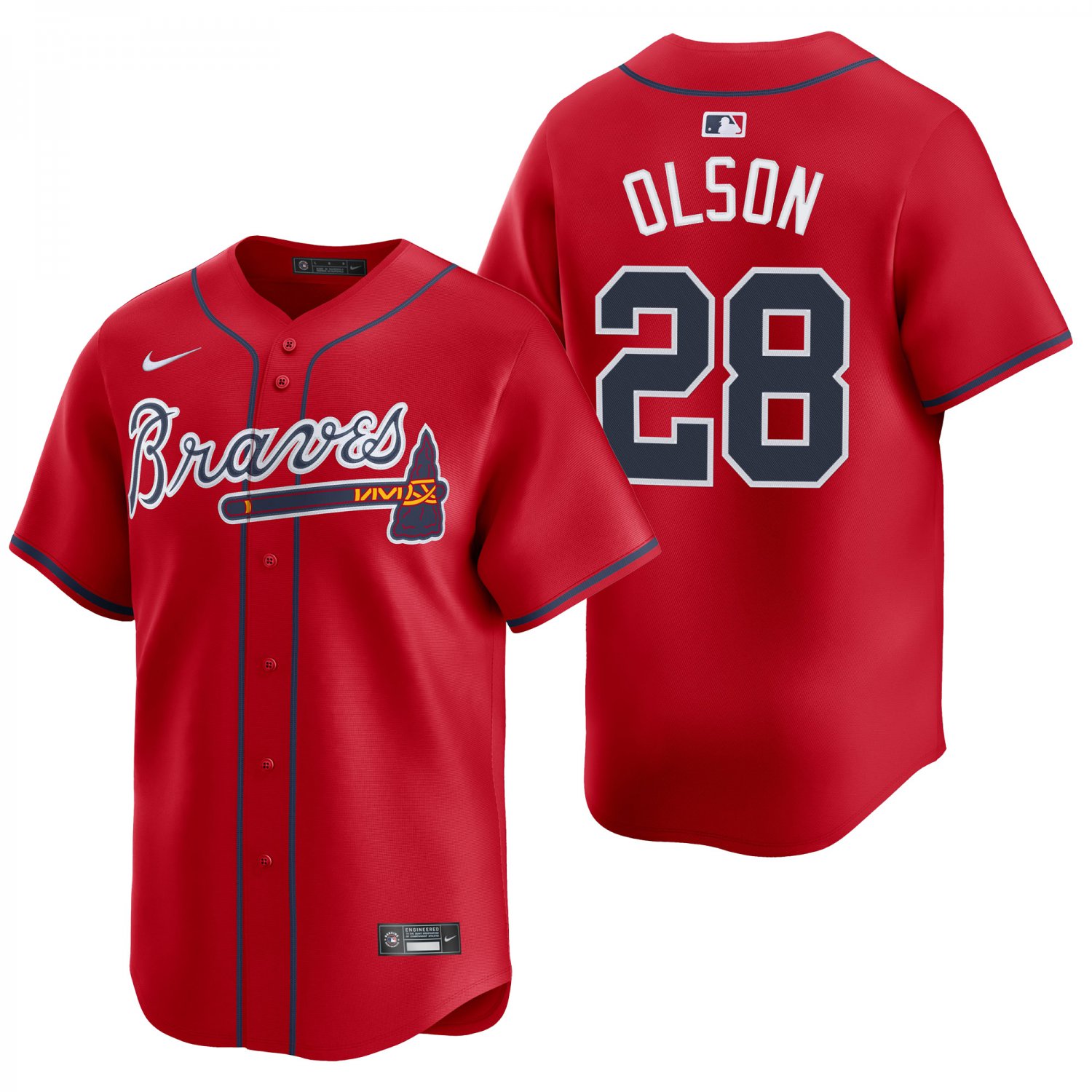 Atlanta Braves #28 Matt Olson Red Men's & Youth Stitched Jersey