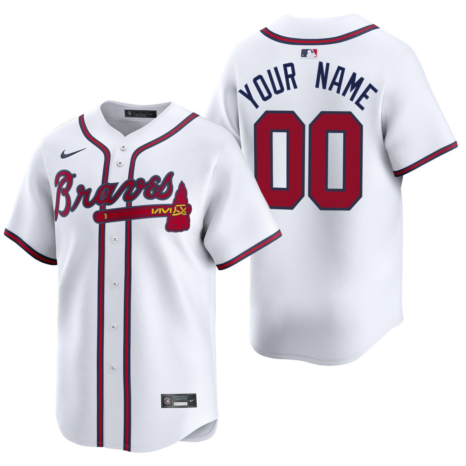 Atlanta Braves #00 Custom Name And Number White Men's & Youth Stitched Jersey