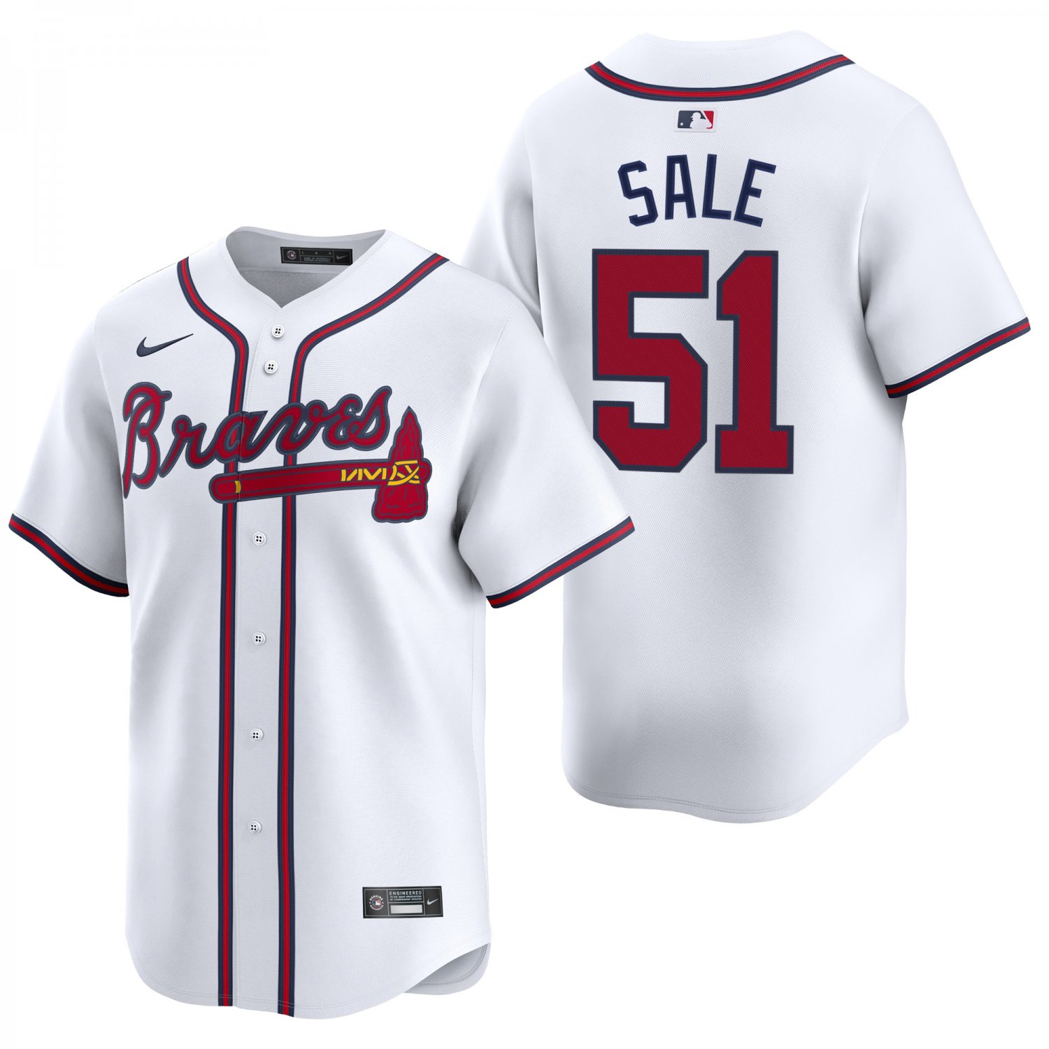 Atlanta Braves #51 Chris Sale White Men's & Youth Stitched Jersey