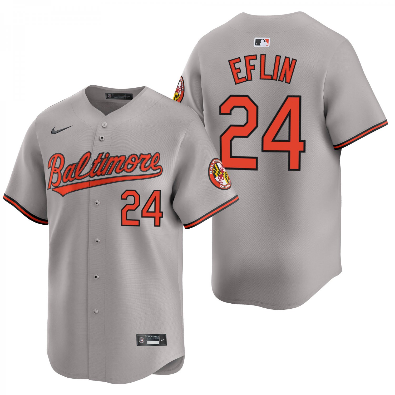 Baltimore Orioles #24 Zach Eflin Gray Men's & Youth Stitched Jersey