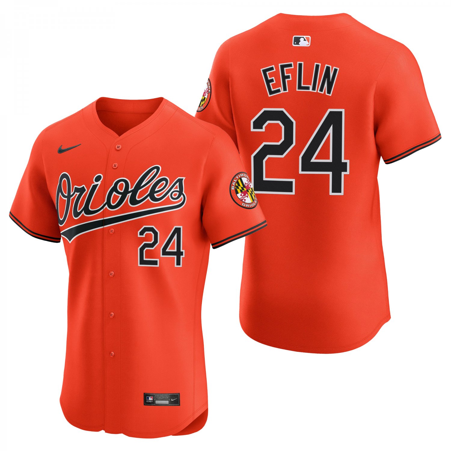 Baltimore Orioles #24 Zach Eflin Orange Men's & Youth Stitched Jersey