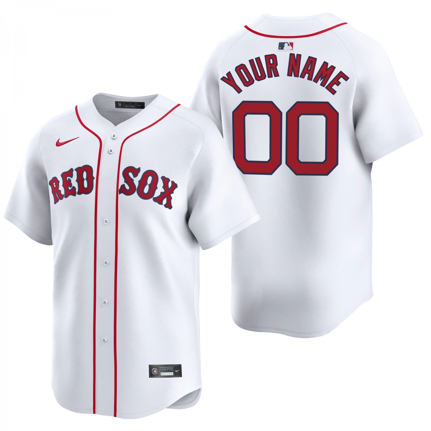 Boston Red Sox #00 Custom Name And Number White Men's & Youth Stitched Jersey