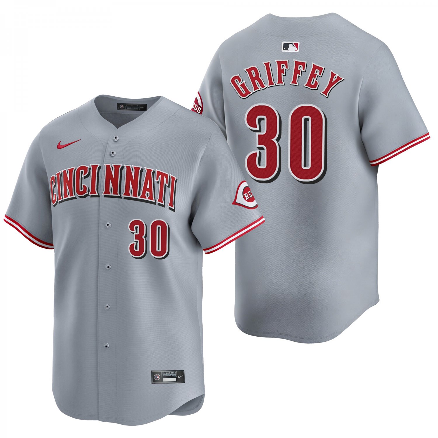 Cincinnati Reds #30 Ken Griffey Jr. Gray Men's & Youth Stitched Jersey