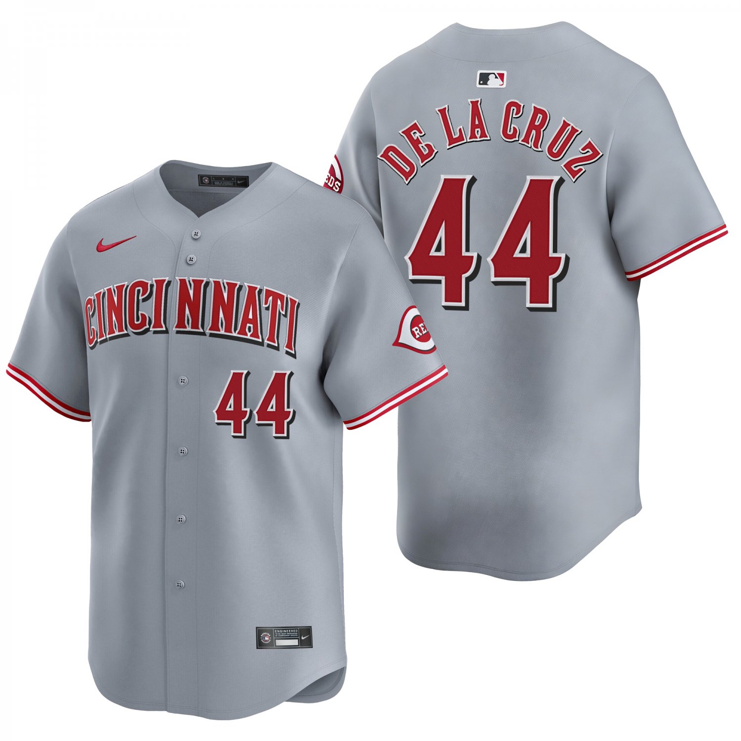 Cincinnati Reds #44 Elly De La Cruz Gray Men's & Youth Stitched Jersey