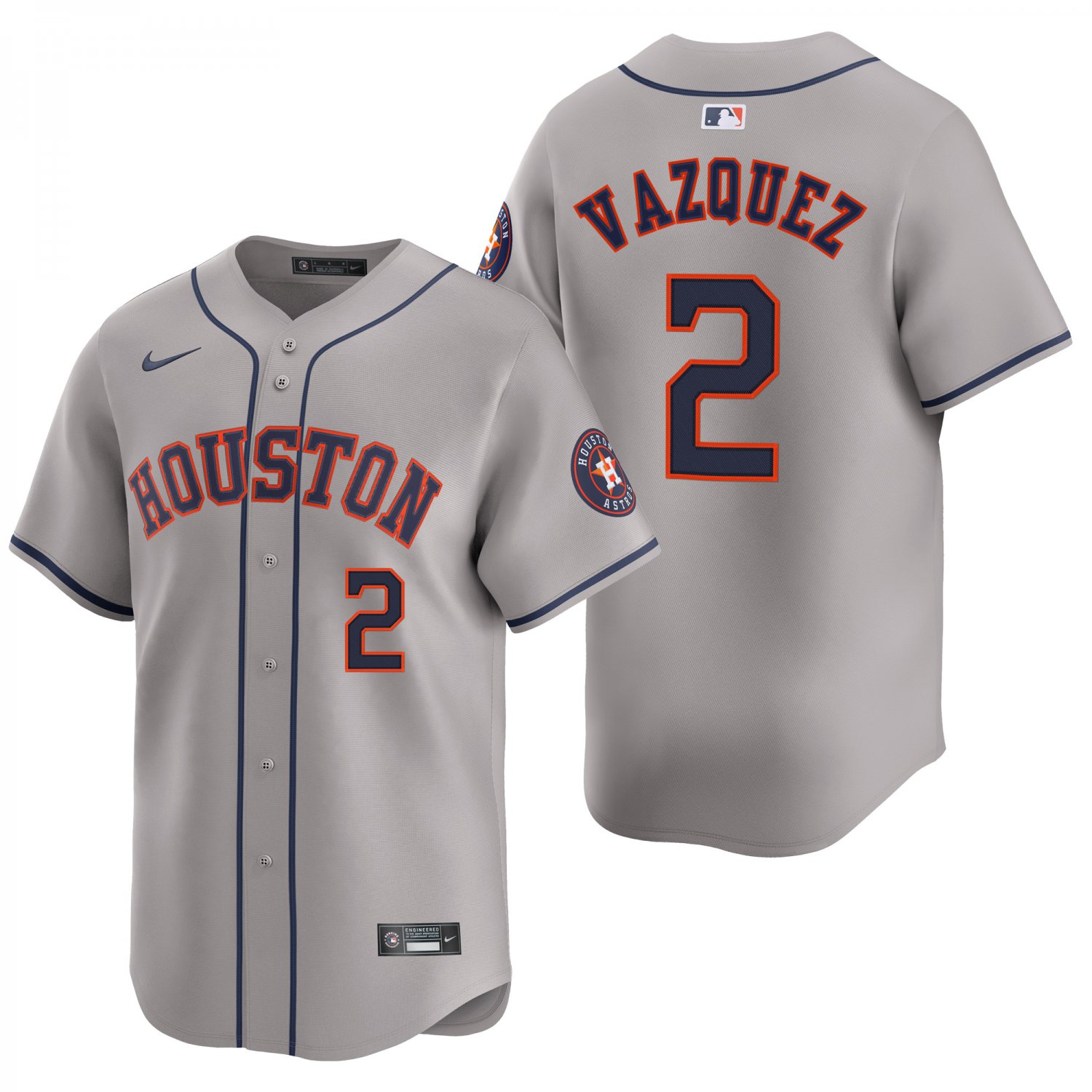 Houston Astros #2 Christian Vazquez Gray Men's & Youth Stitched Jersey