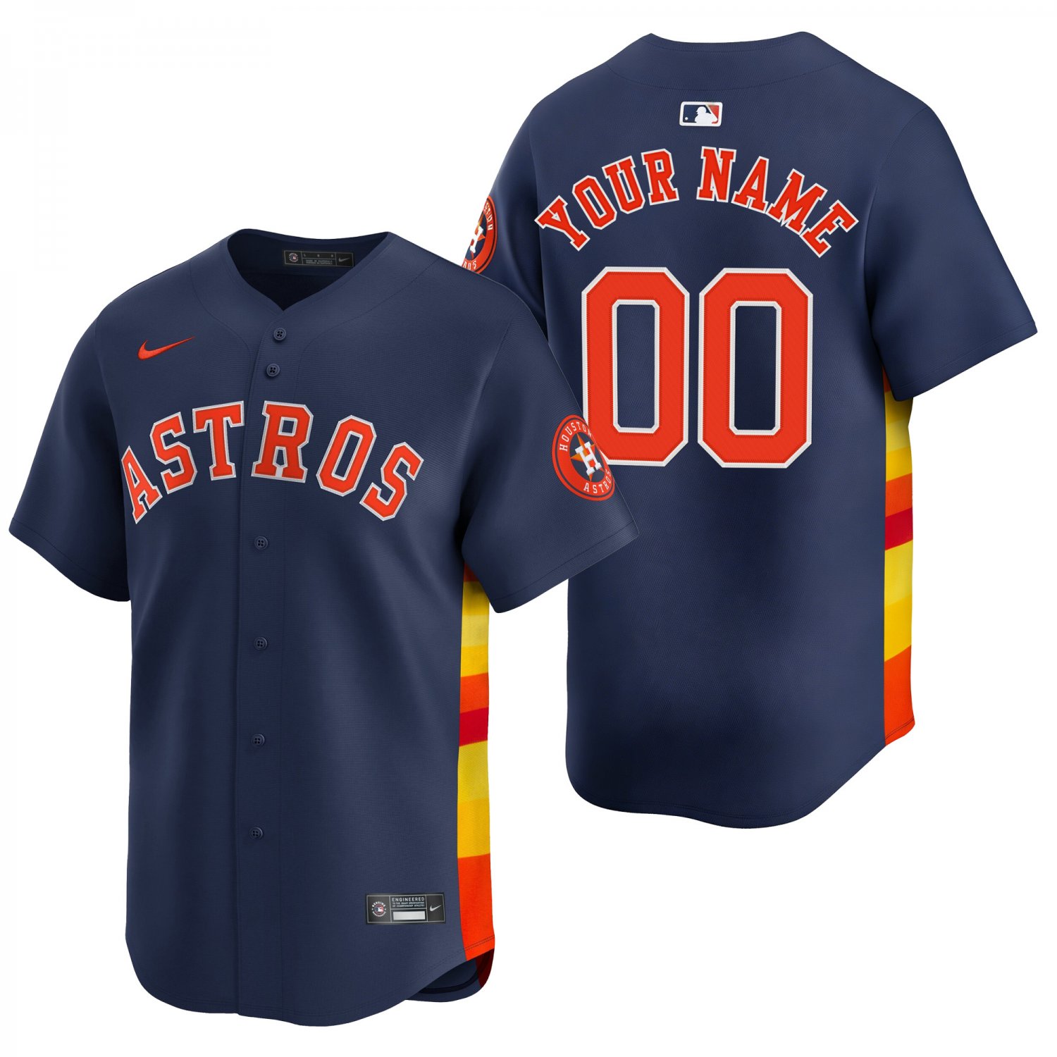 Houston Astros #00 Custom Name And Number Navy Men's & Youth Stitched Jersey