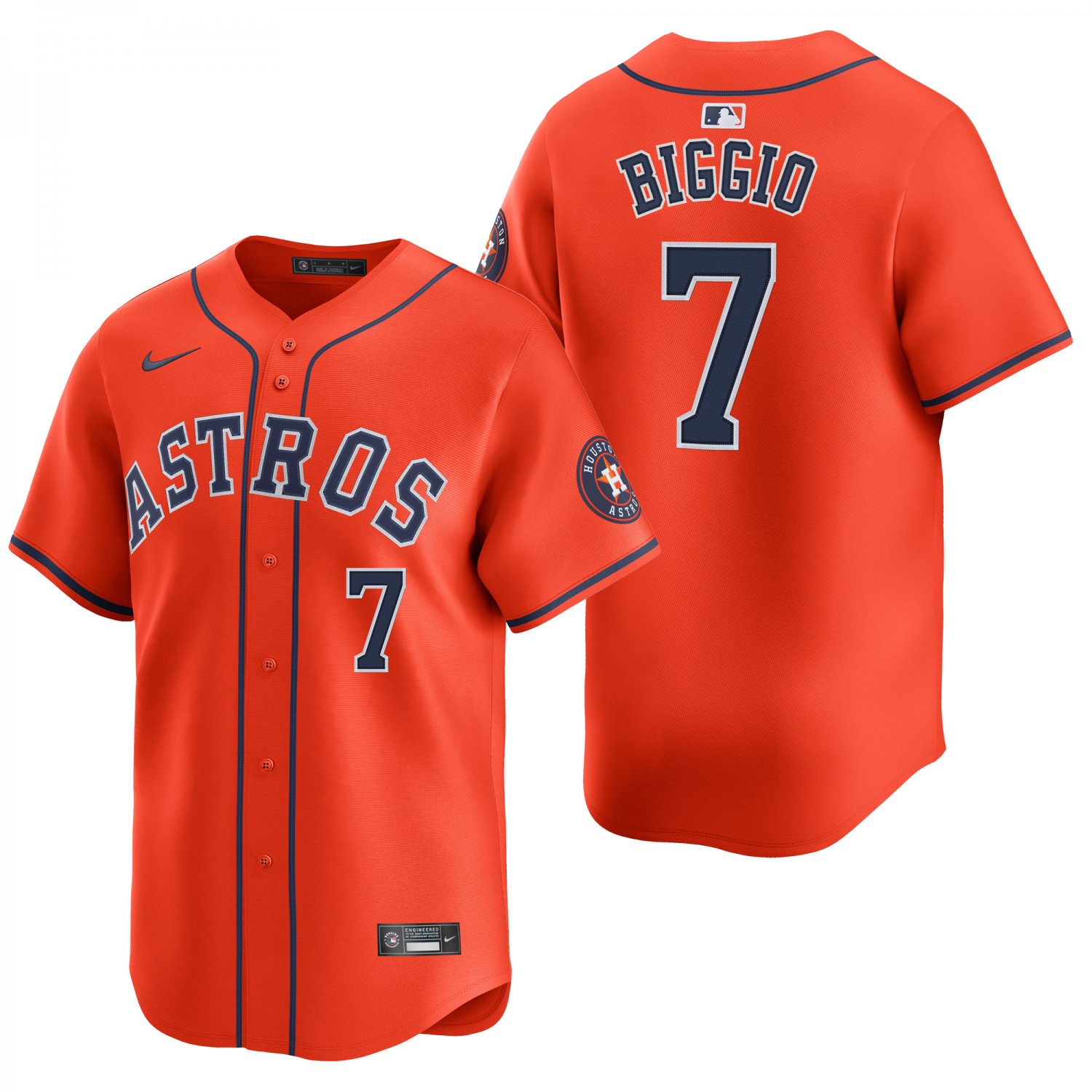 Houston Astros #7 Craig Biggio Orange Men's & Youth Stitched Jersey