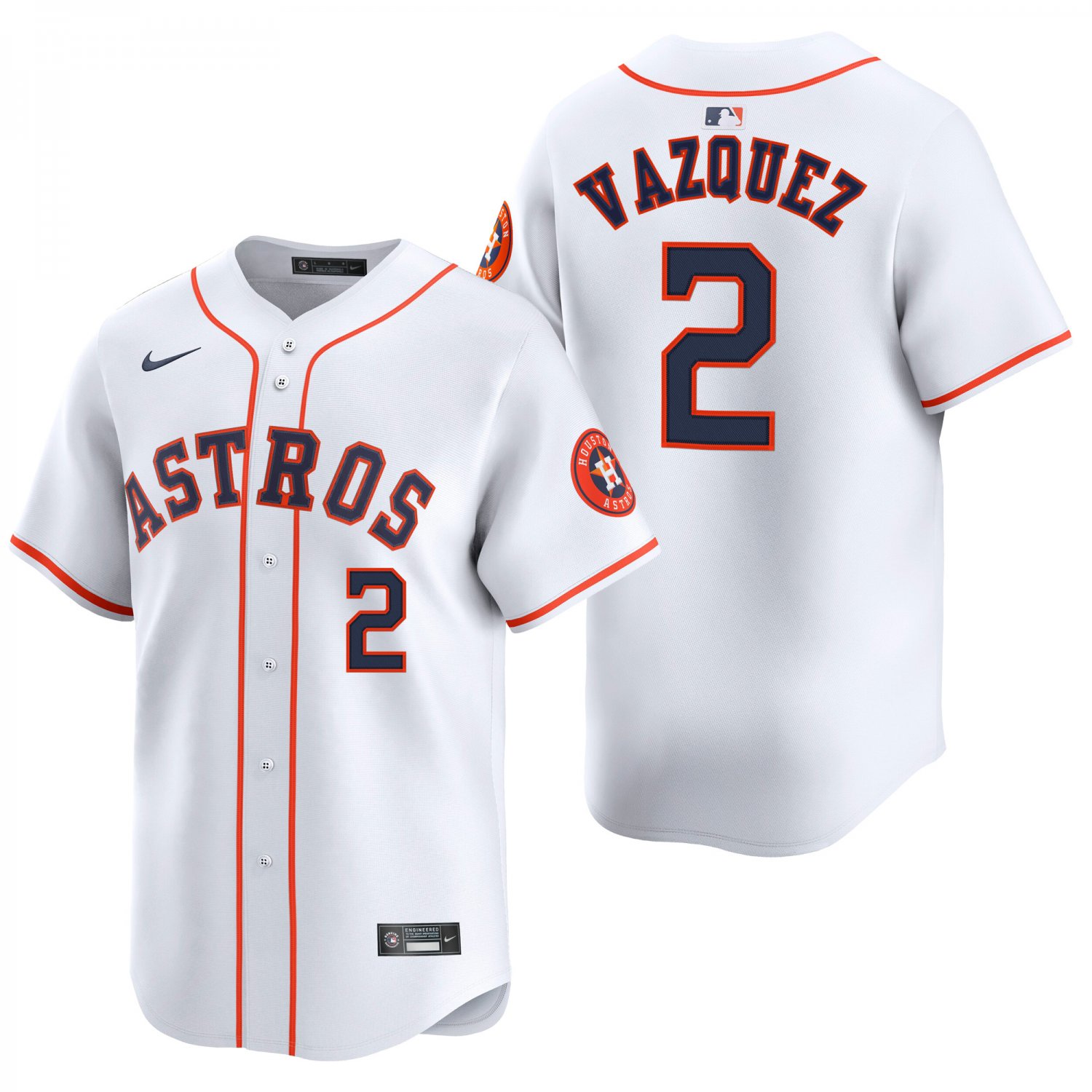 Houston Astros #2 Christian Vazquez White Men's & Youth Stitched Jersey