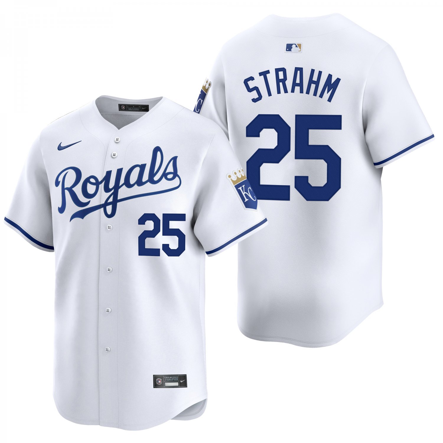 Kansas City Royals #25 Matt Strahm White Men's & Youth Stitched Jersey