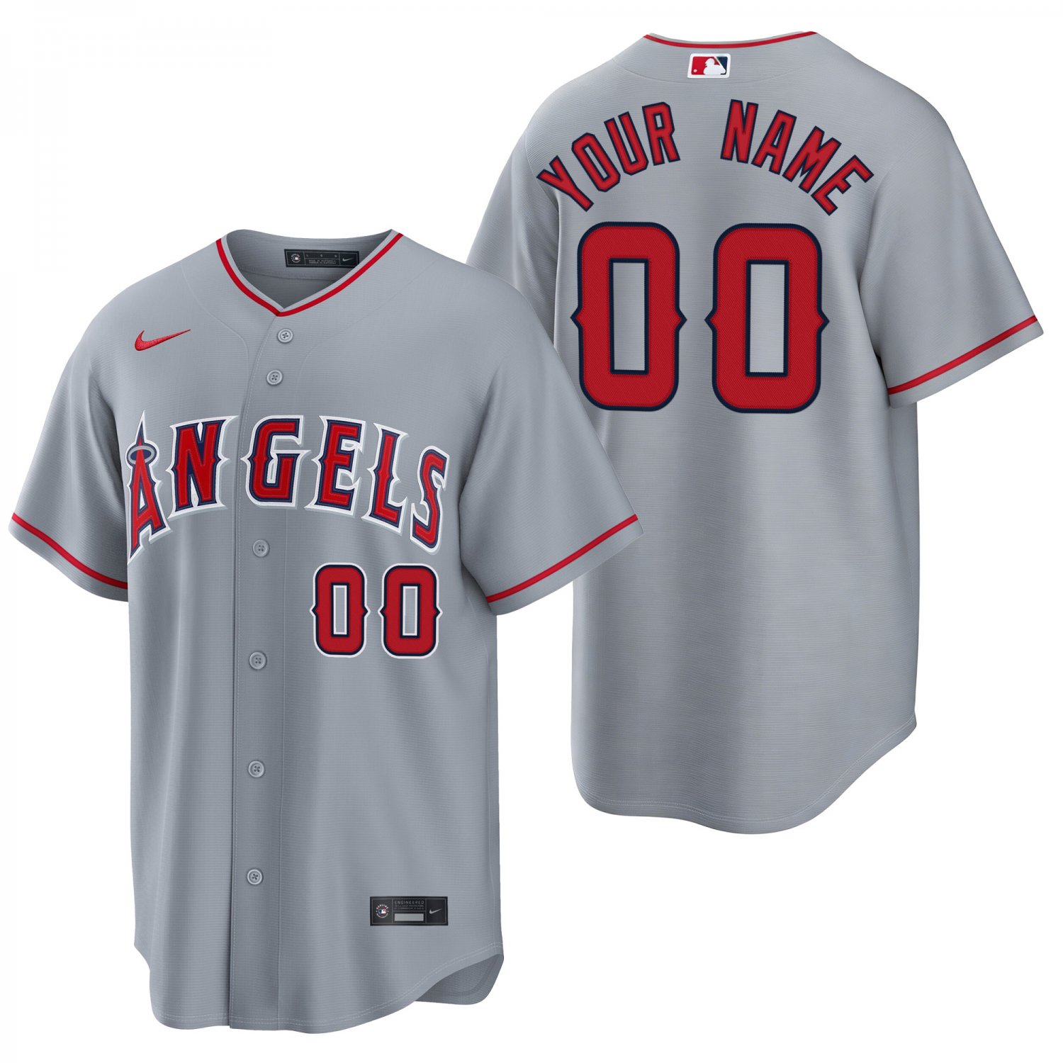 Los Angeles Angels #00 Custom Name And Number Gray Men's & Youth Stitched Jersey
