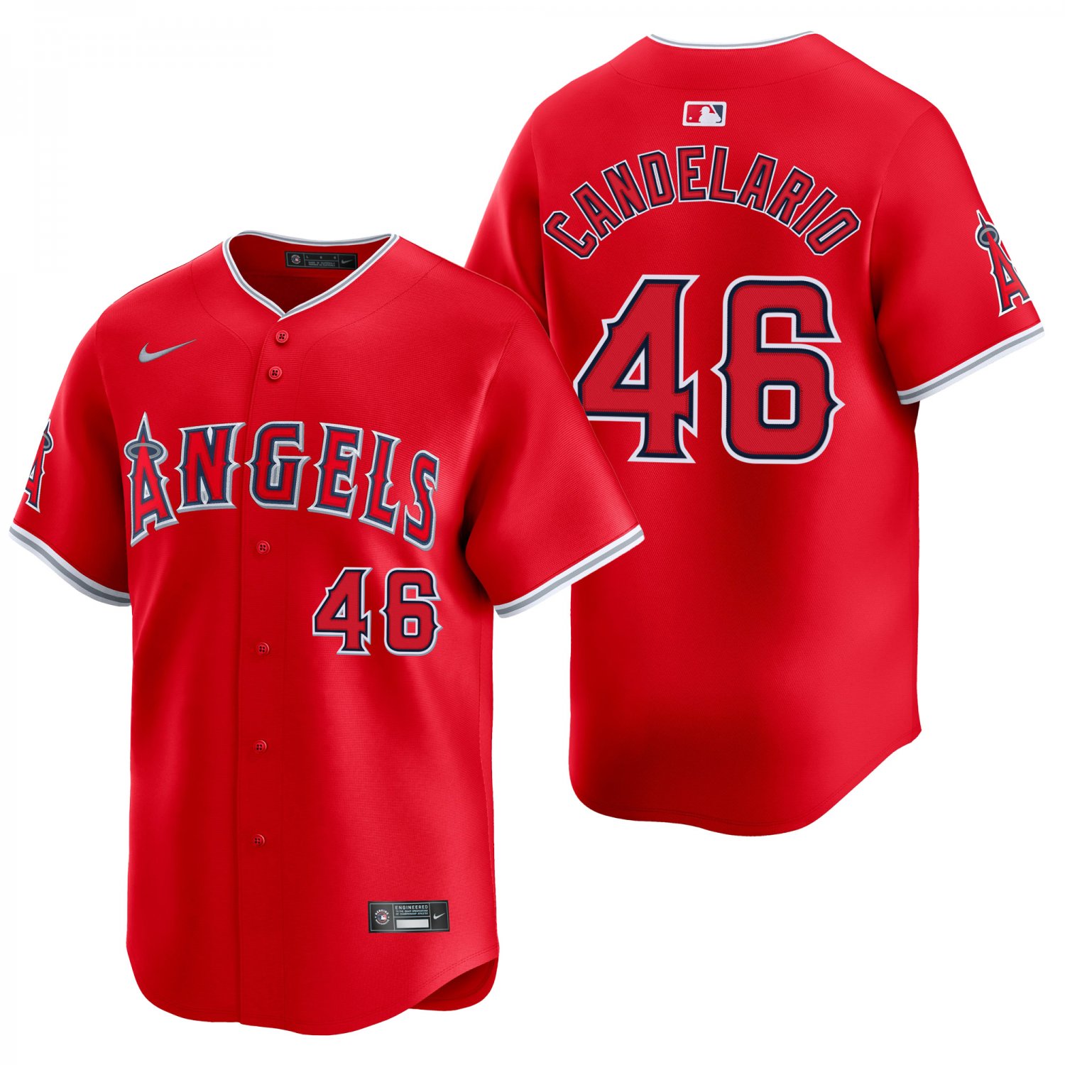 Los Angeles Angels #46 Jeimer Candelario Red Men's & Youth Stitched Jersey