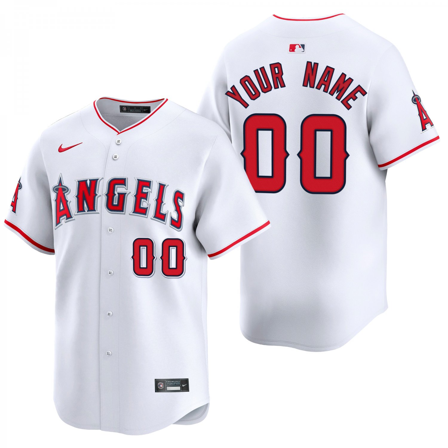Los Angeles Angels #00 Custom Name And Number White Men's & Youth Stitched Jersey