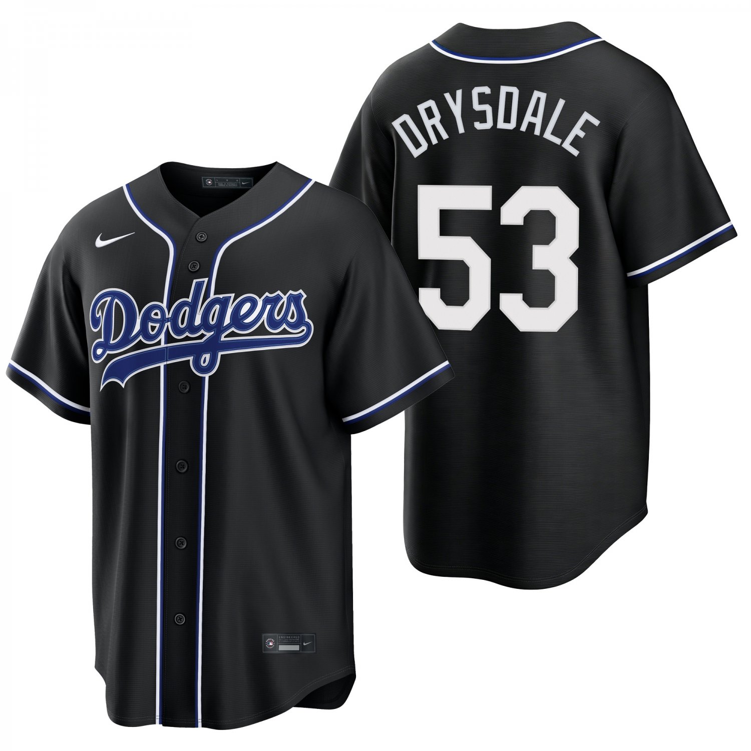 Los Angeles Dodgers #53 Don Drysdale Black Men's & Youth Stitched Jersey