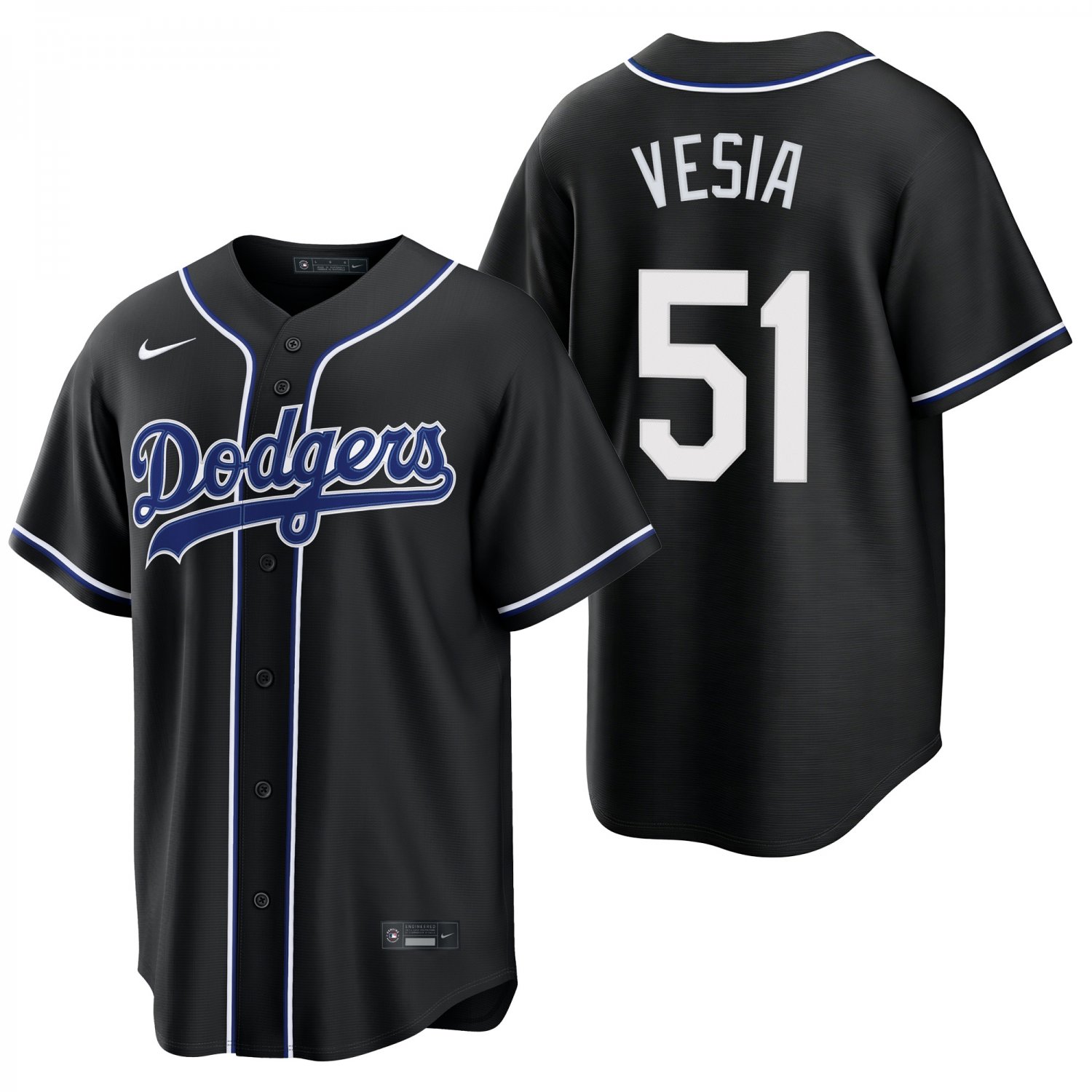 Los Angeles Dodgers #51 Alex Vesia Black Men's & Youth Stitched Jersey