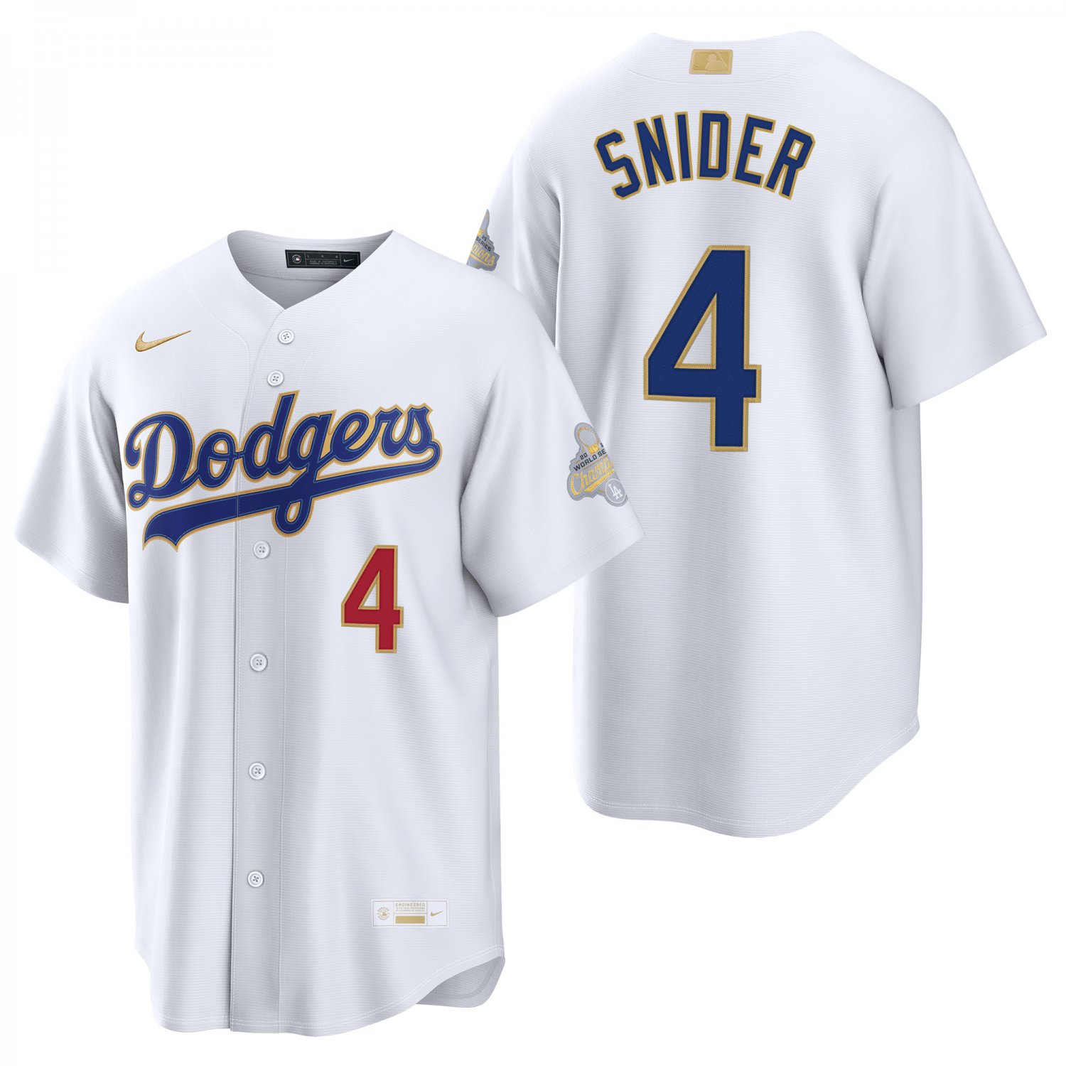 Los Angeles Dodgers #4 Duke Snider Gold White Men's & Youth Stitched Jersey