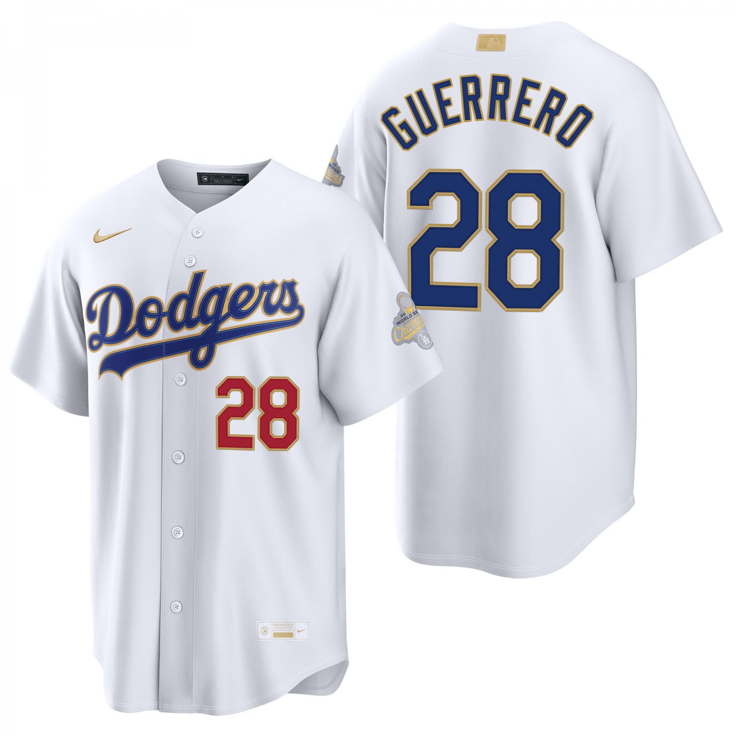Los Angeles Dodgers #28 Pedro Guerrero Gold White Men's & Youth Stitched Jersey