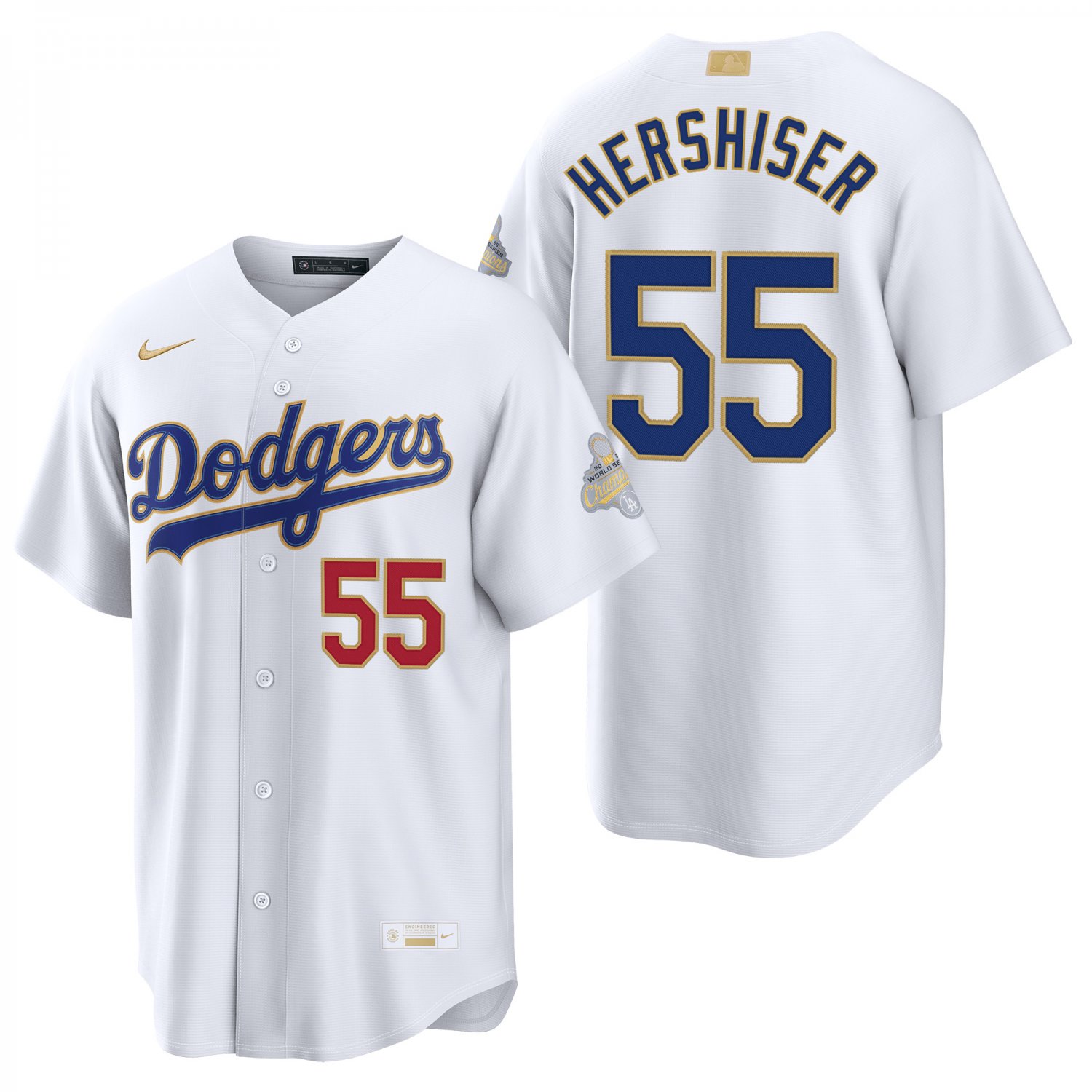 Los Angeles Dodgers #55 Orel Hershiser Gold White Men's & Youth Stitched Jersey