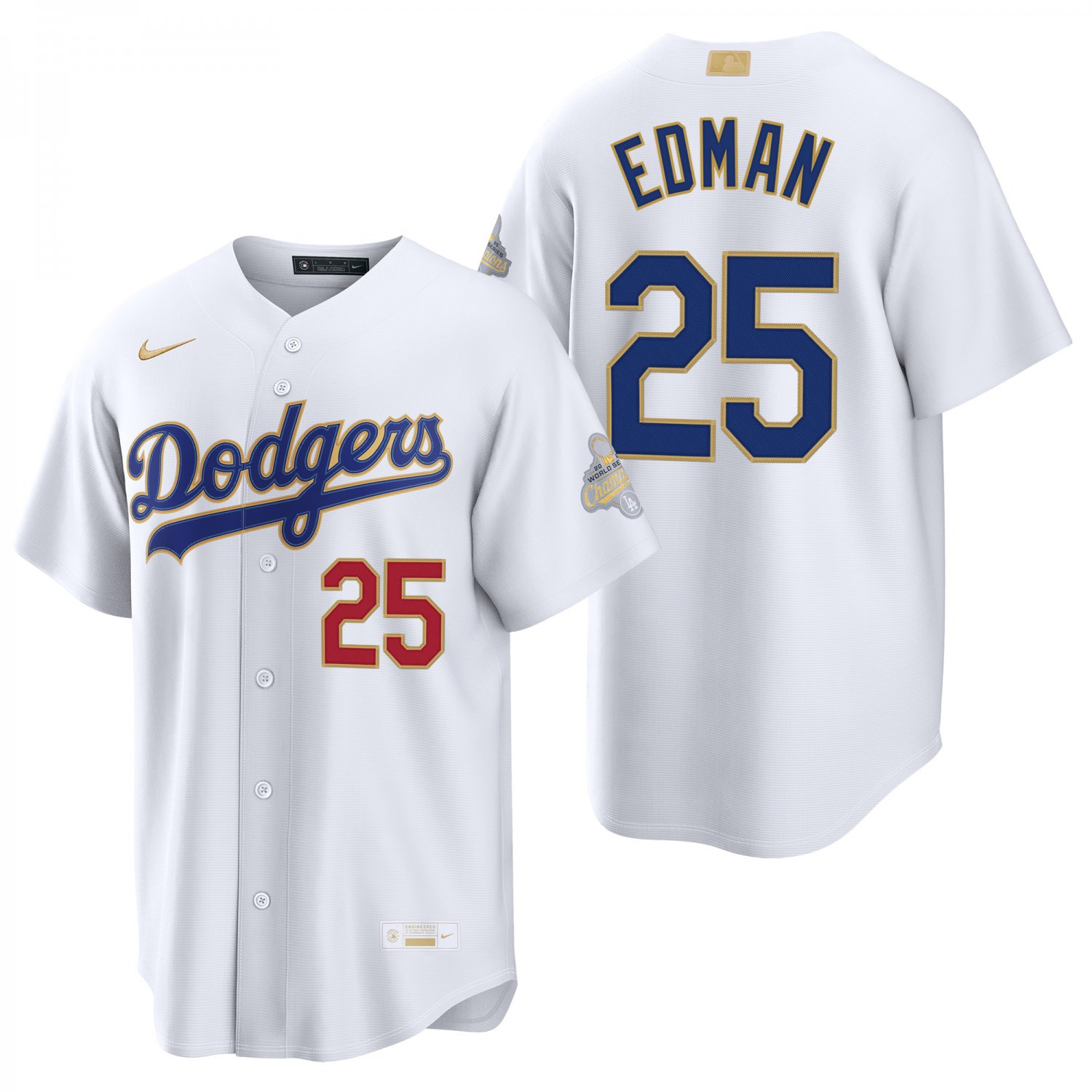 Los Angeles Dodgers #25 Tommy Edman Gold White Men's & Youth Stitched Jersey