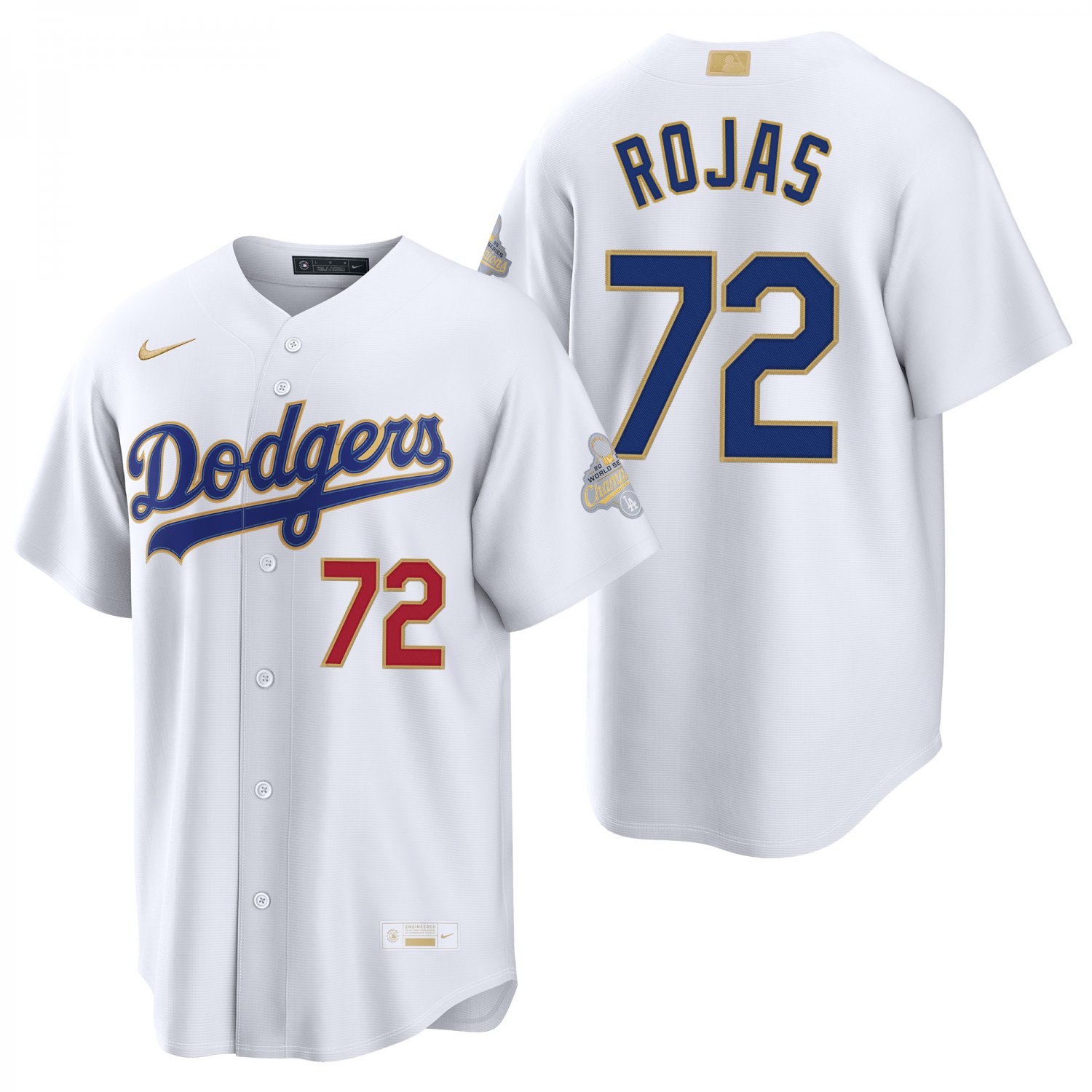 Los Angeles Dodgers #72 Miguel Rojas Gold White Men's & Youth Stitched Jersey