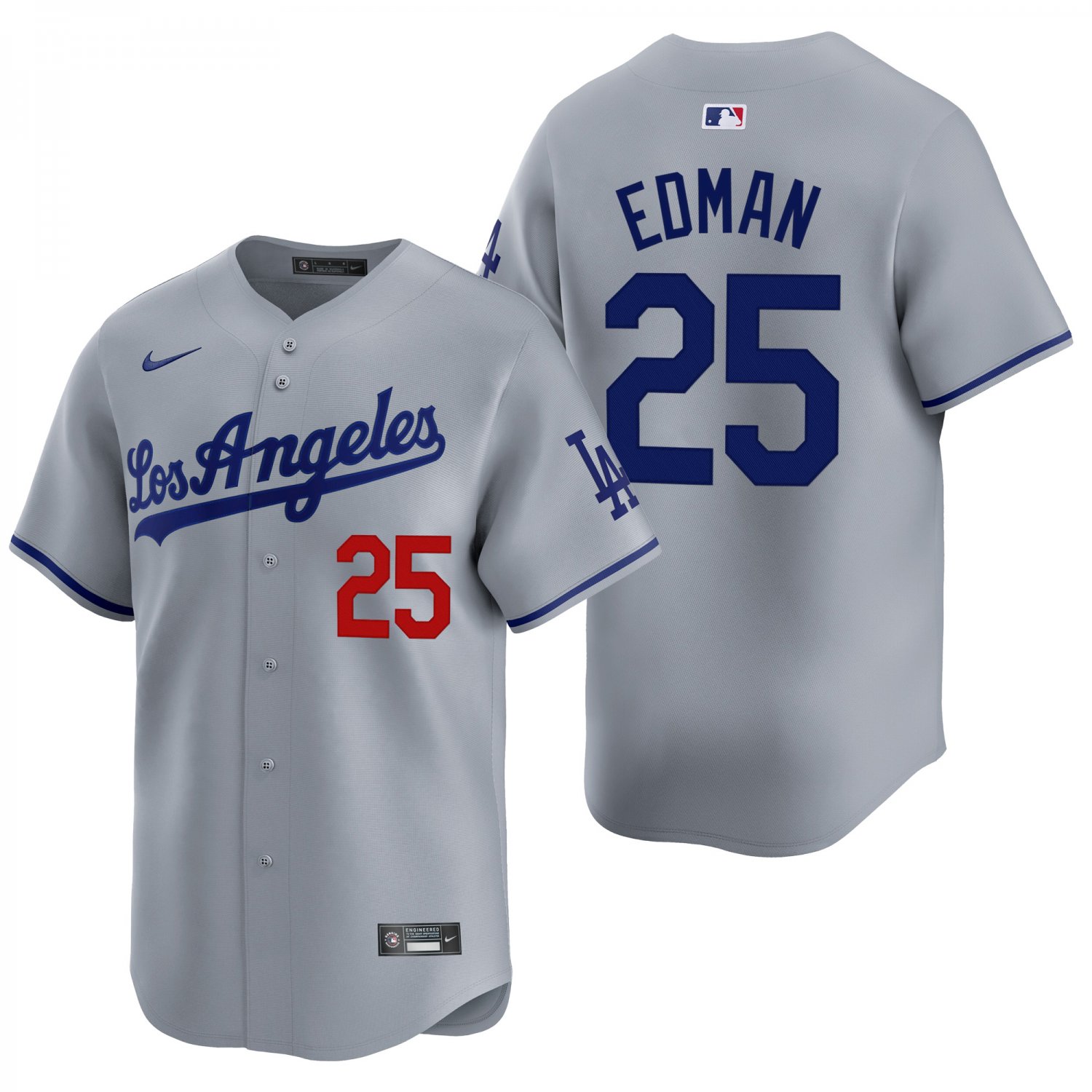 Los Angeles Dodgers #25 Tommy Edman Gray Men's & Youth Stitched Jersey