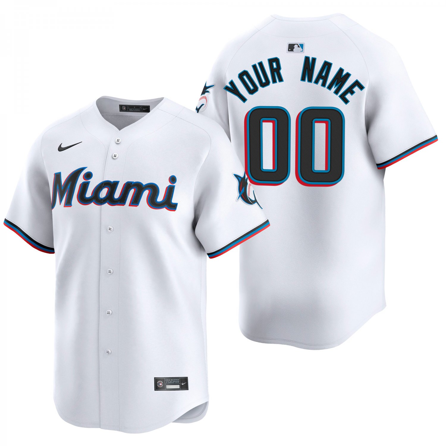Miami Marlins #00 Custom Name And Number White Men's & Youth Stitched Jersey