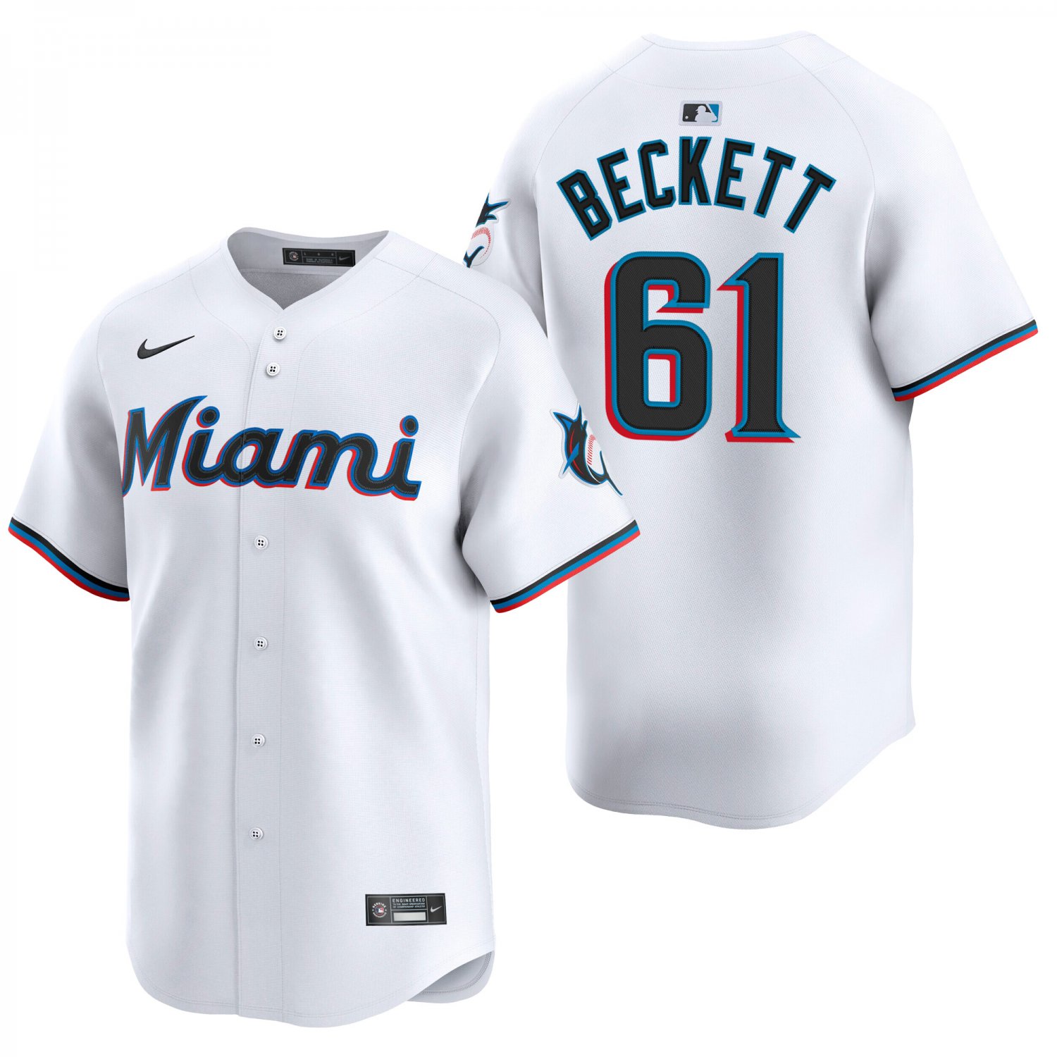 Miami Marlins #61 Josh Beckett White Men's & Youth Stitched Jersey