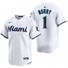 Miami Marlins #1 Connor Norby White Men's & Youth Stitched Jersey