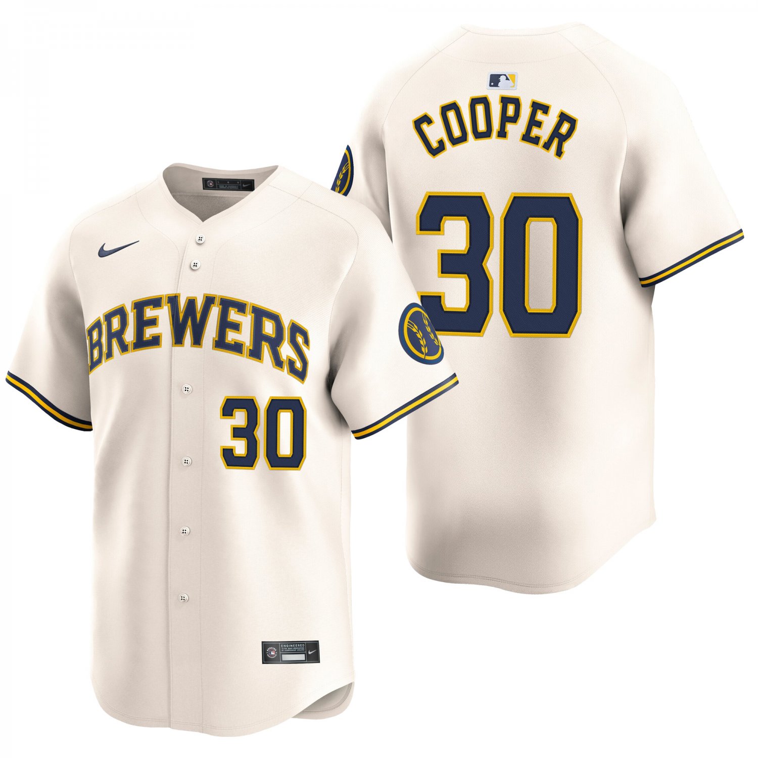 Milwaukee Brewers #30 Cecil Cooper Cream Men's & Youth Stitched Jersey