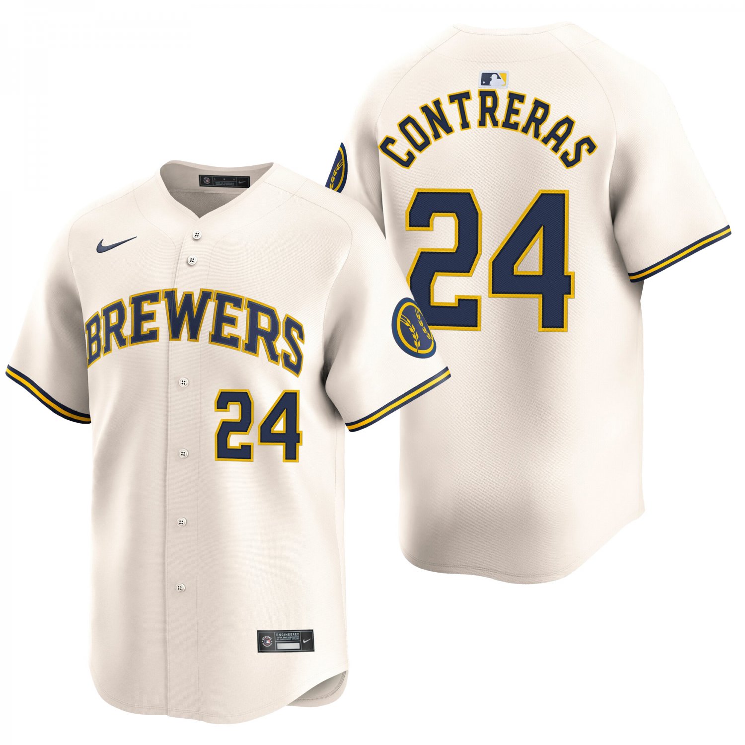 Milwaukee Brewers #24 William Contreras Cream Men's & Youth Stitched Jersey