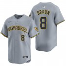 Milwaukee Brewers #8 Ryan Braun Gray Men's & Youth Stitched Jersey
