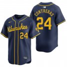 Milwaukee Brewers #24 William Contreras Navy Men's & Youth Stitched Jersey