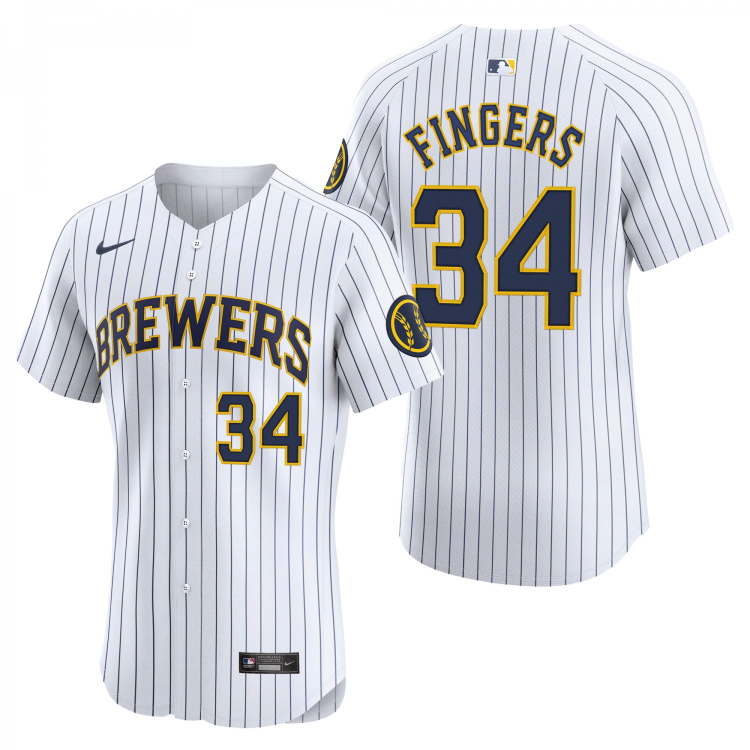 Milwaukee Brewers #34 Rollie Fingers White Men's & Youth Stitched Jersey