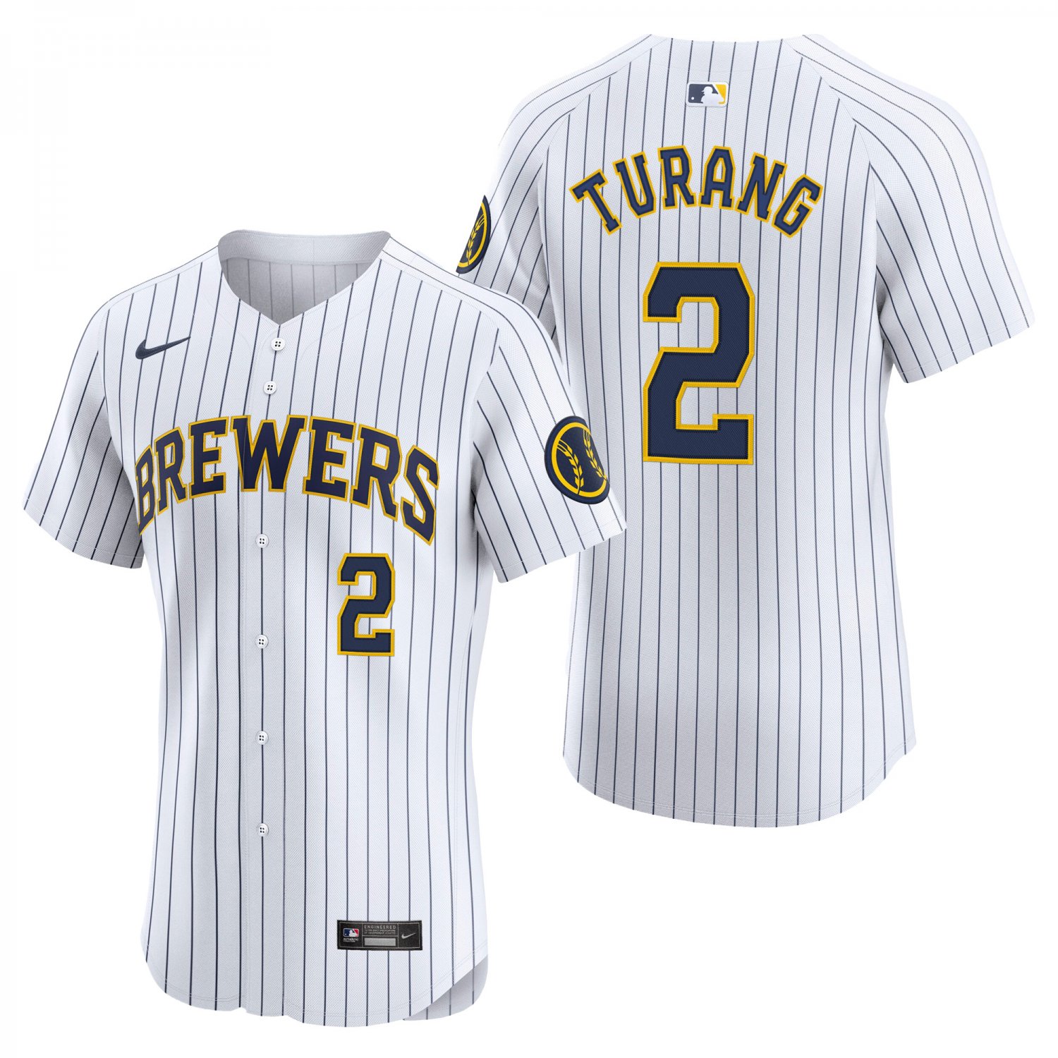 Milwaukee Brewers #2 Brice Turang White Men's & Youth Stitched Jersey