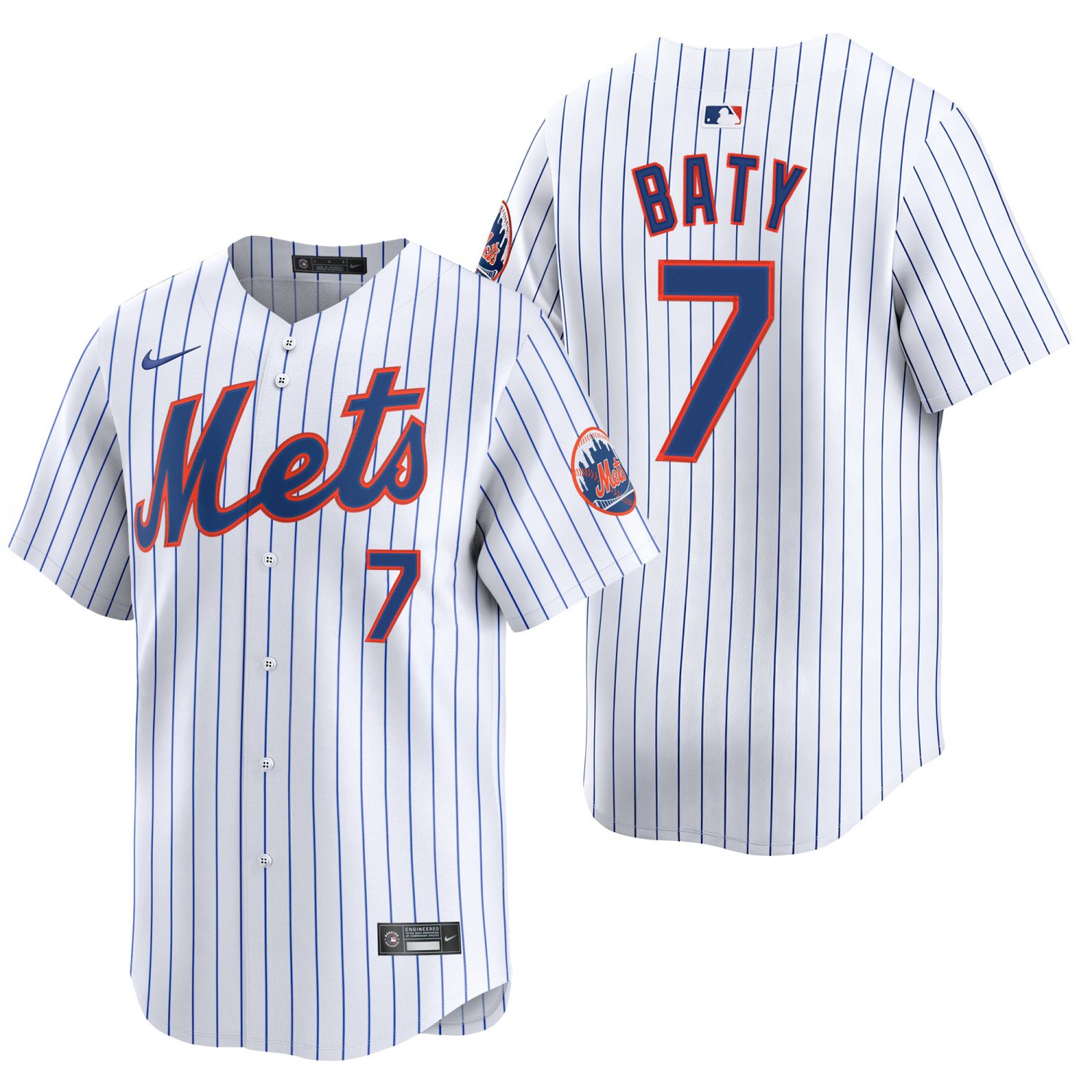 New York Mets #7 Brett Baty White Men's & Youth Stitched Jersey