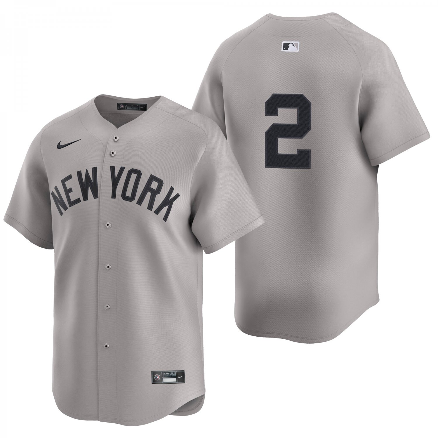 New York Yankees #2 Derek Jeter Gray Men's & Youth Stitched Jersey