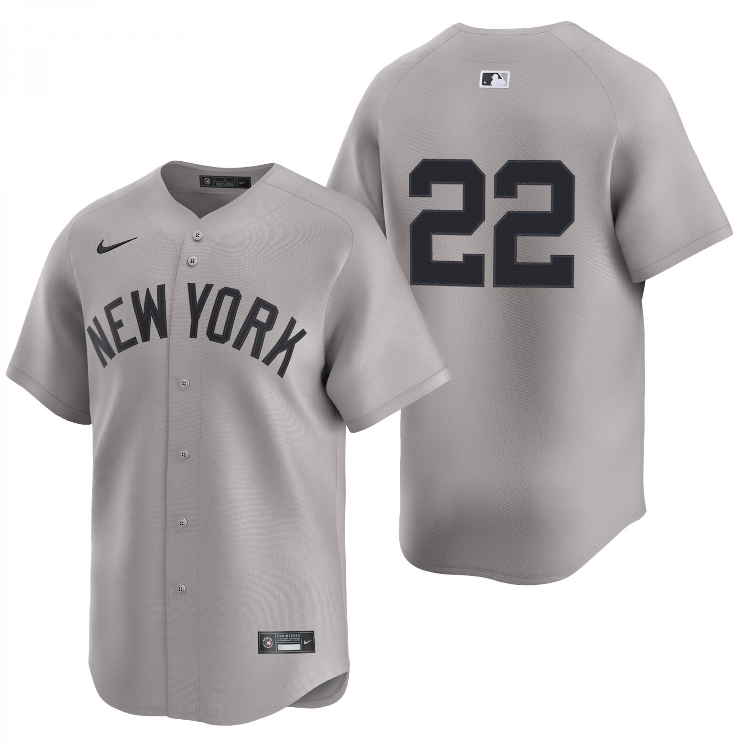 New York Yankees #22 Ben Rice Gray Men's & Youth Stitched Jersey