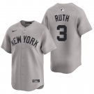New York Yankees #3 Babe Ruth  Gray Men's & Youth Stitched Jersey