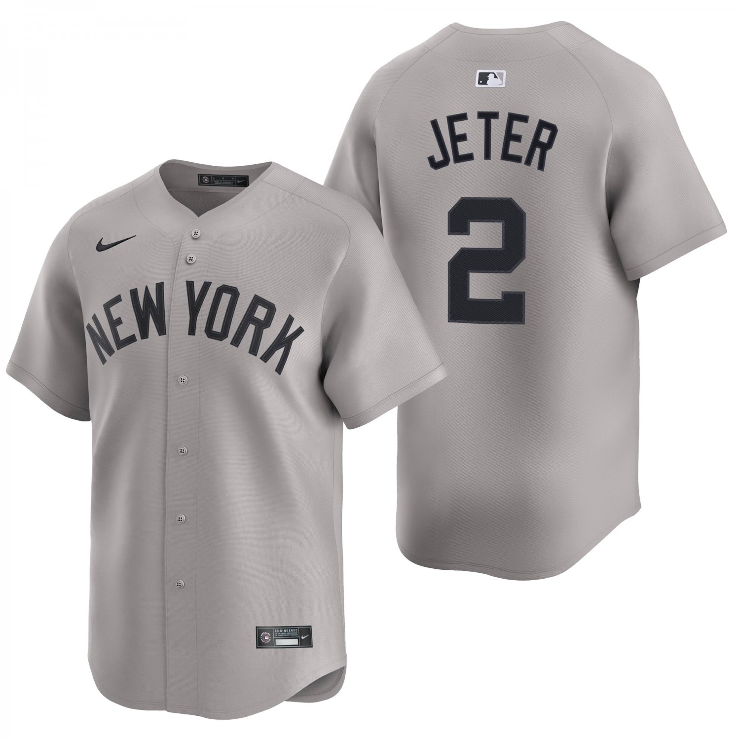 New York Yankees #2 Derek Jeter Gray Men's & Youth Stitched Jersey