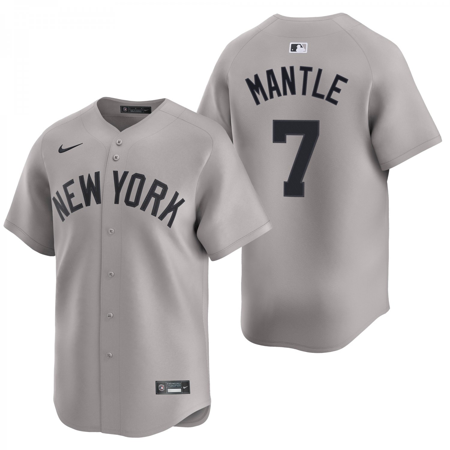New York Yankees #7 Mickey Mantle  Gray Men's & Youth Stitched Jersey