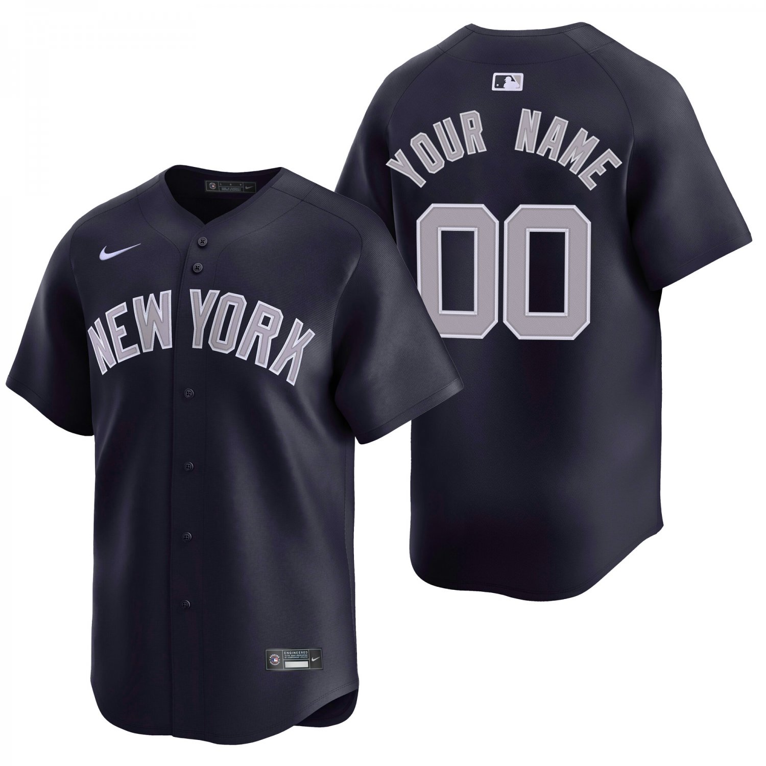 New York Yankees #00 Custom Name And Number Navy Alt Men's & Youth Stitched Jersey