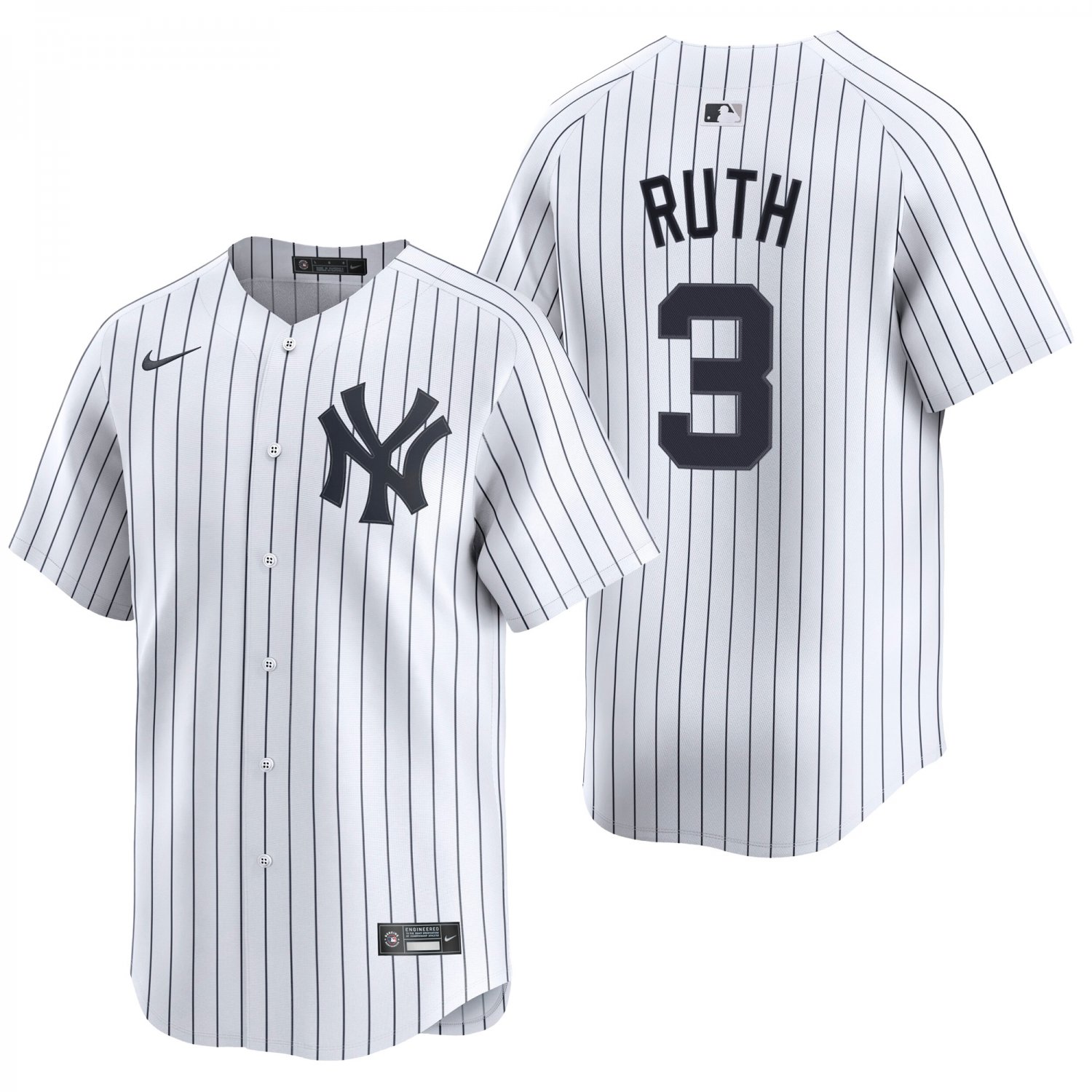 New York Yankees #3 Babe Ruth  White Men's & Youth Stitched Jersey