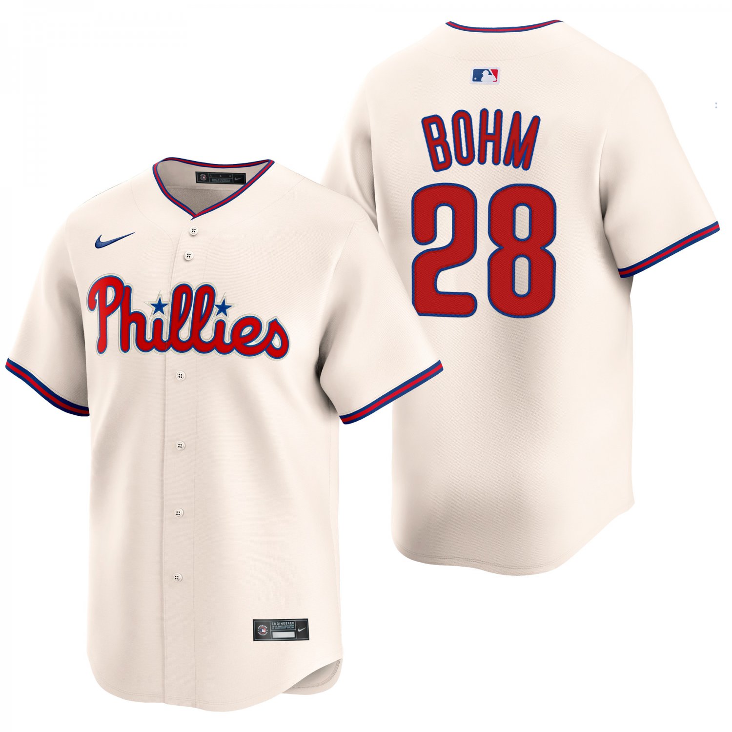 Philadelphia Phillies #28 Alec Bohm Cream Men's & Youth Stitched Jersey
