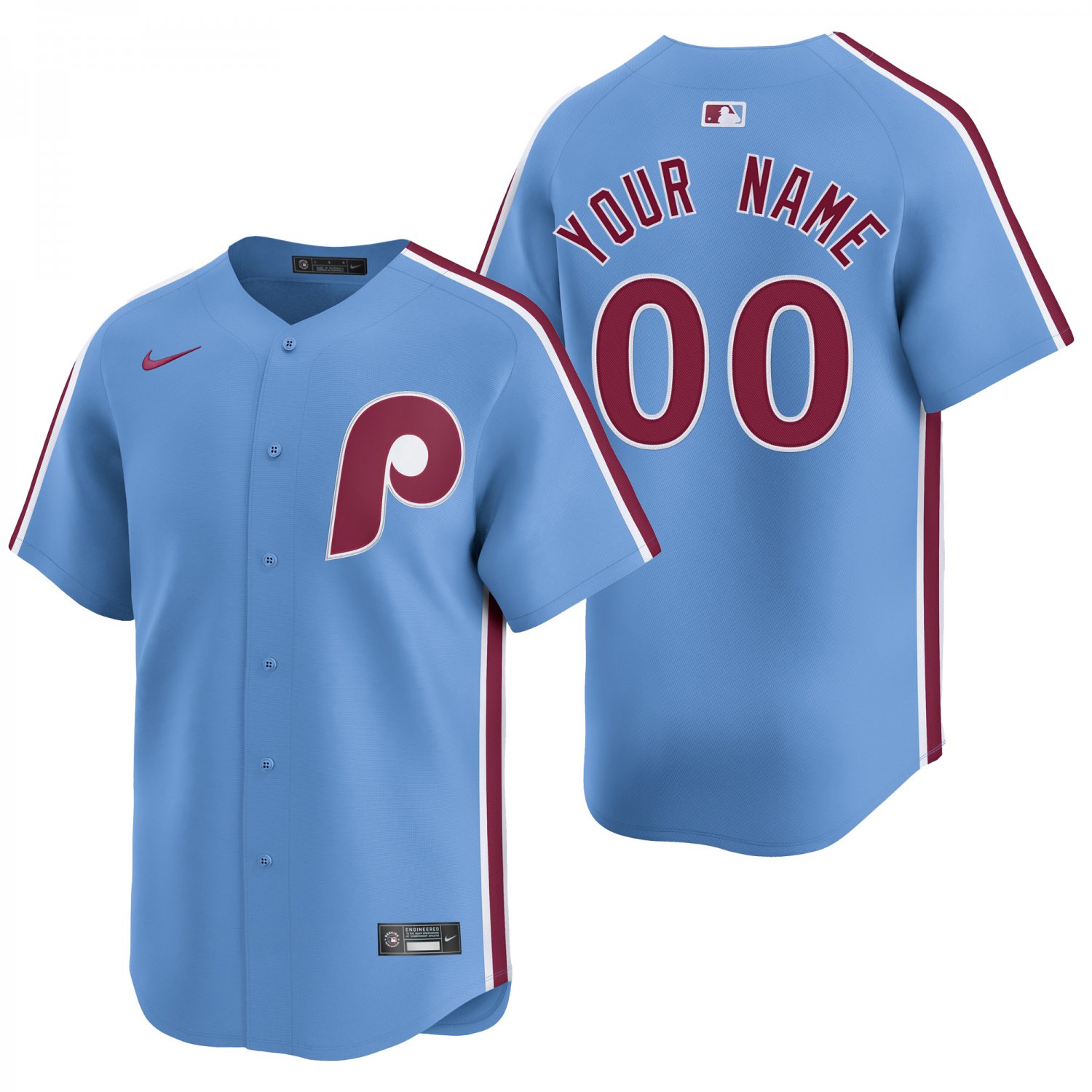 Philadelphia Phillies #00 Custom Name And Number Light Blue Men's & Youth Stitched Jersey